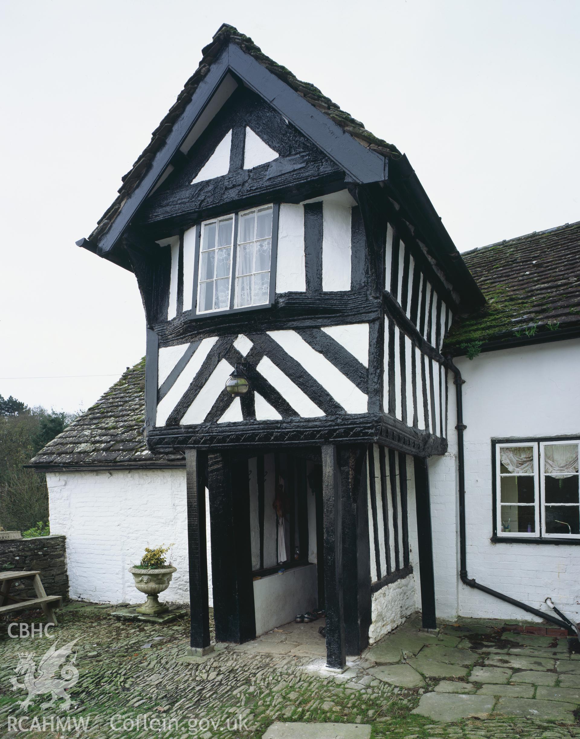 RCAHMW colour transparency showing view of the porch at Old Impton, Presteigne, taken by I.N. Wright, 2004