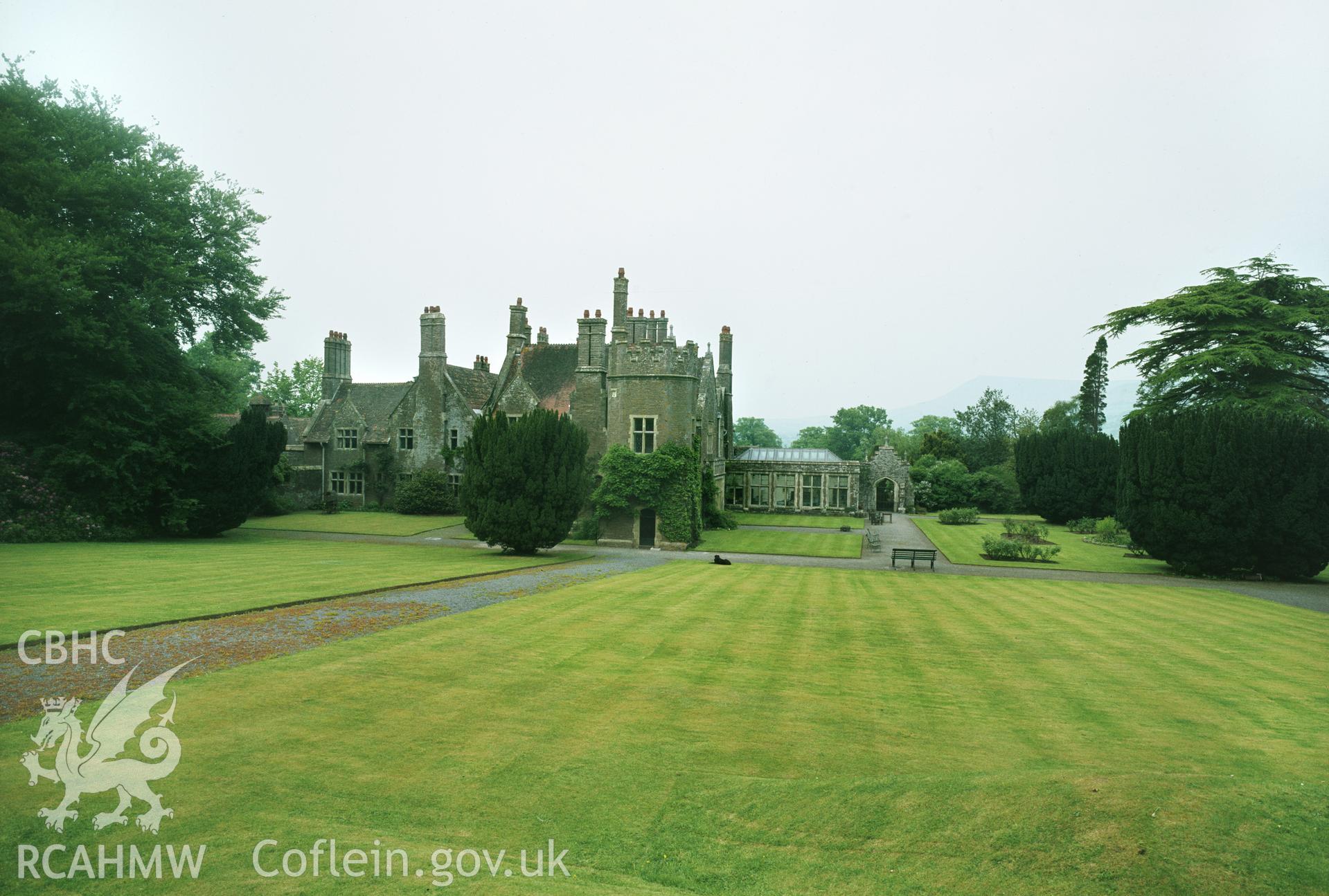 RCAHMW colour transparency showing view of Treberfydd, taken by I.N. Wright, 1979.