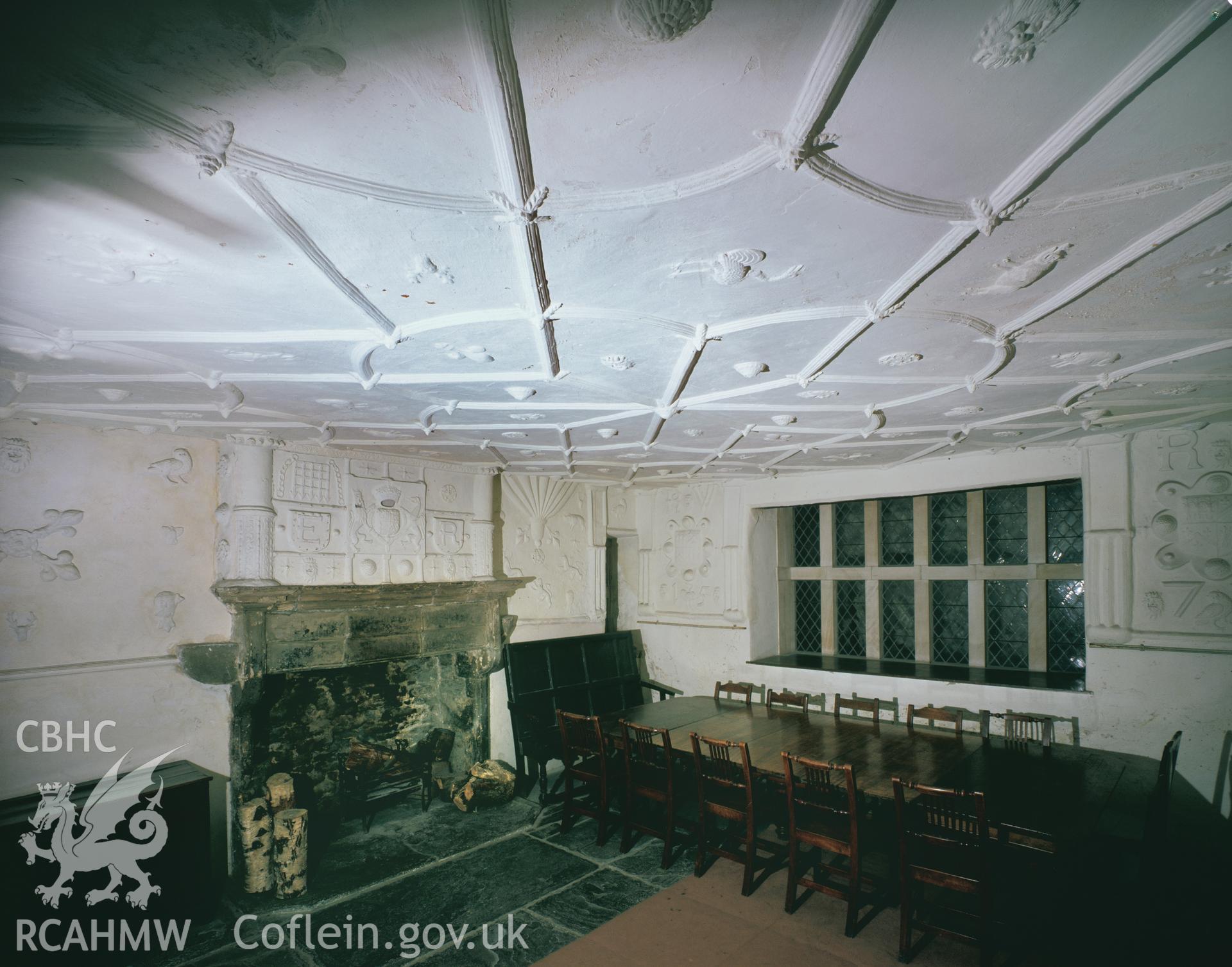 RCAHMW colour transparency showing interior view, Plas Mawr, Conwy, taken by Iain Wright, RCAHMW, 1979