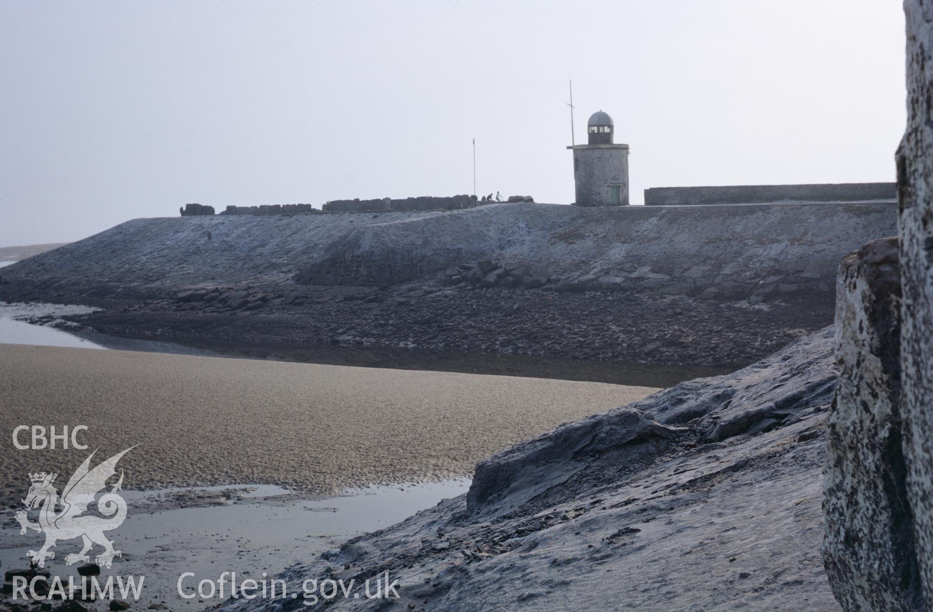 35mm colour slide showing light at Burry Port Harbour, Carmarthenshire by Dylan Roberts.