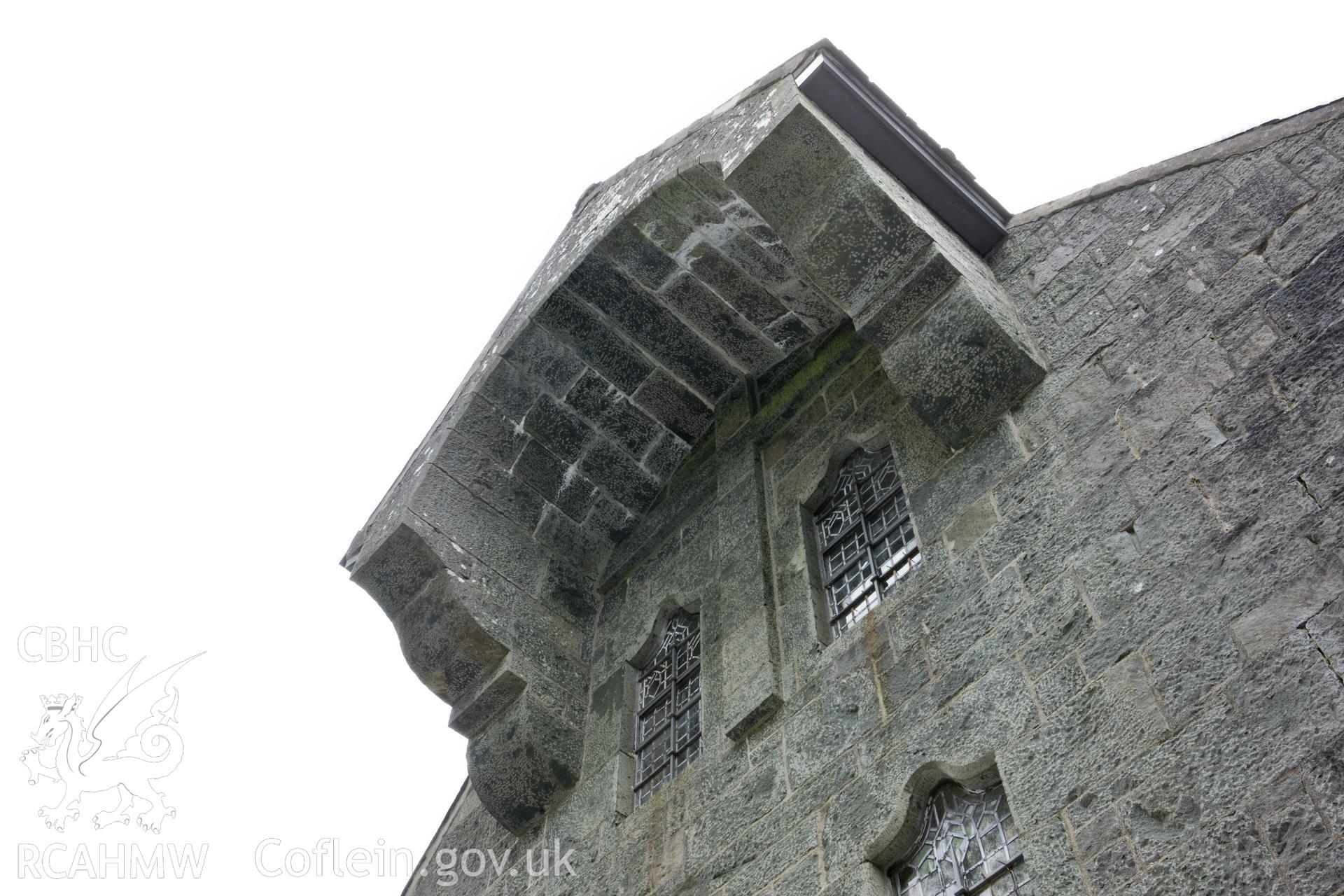 Exterior west roof canopy.