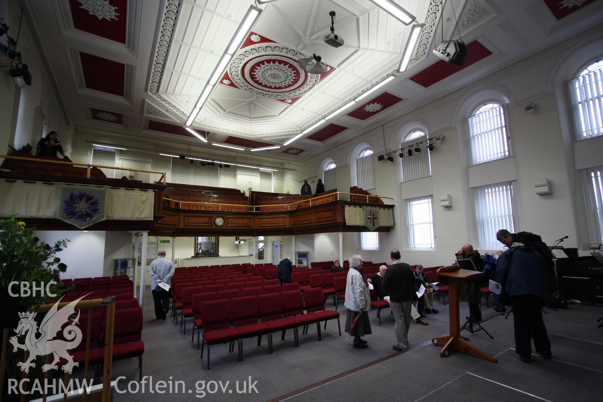 Internal view towards gallery, showing ceiling