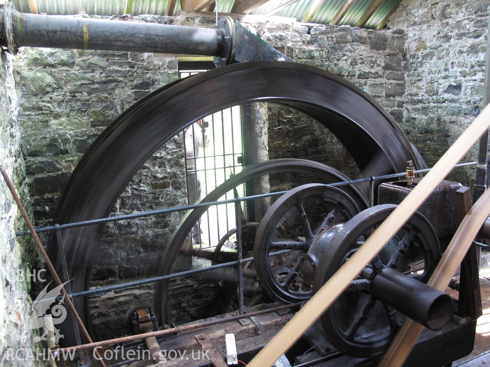 Dynefwr Park Pumping House, Llandeilo, showing internal waterwheel, taken by Brian Malaws on 24 April 2010.