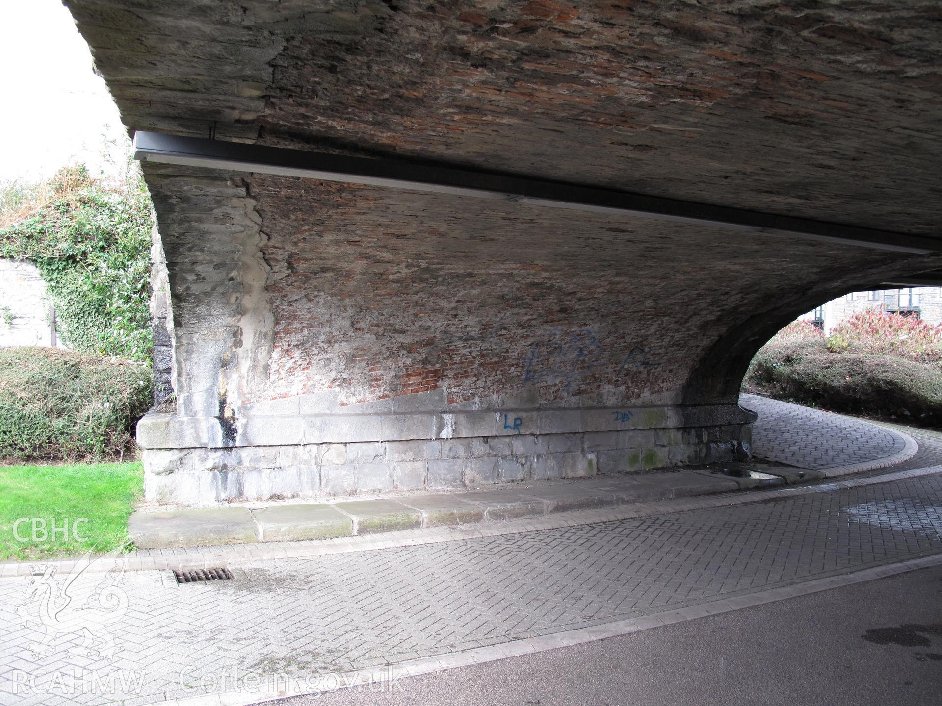 Taff Vale Railway Bridge over the West Junction Canal, Cardiff, from the south, taken by Brian Malaws on 16 November 2009.