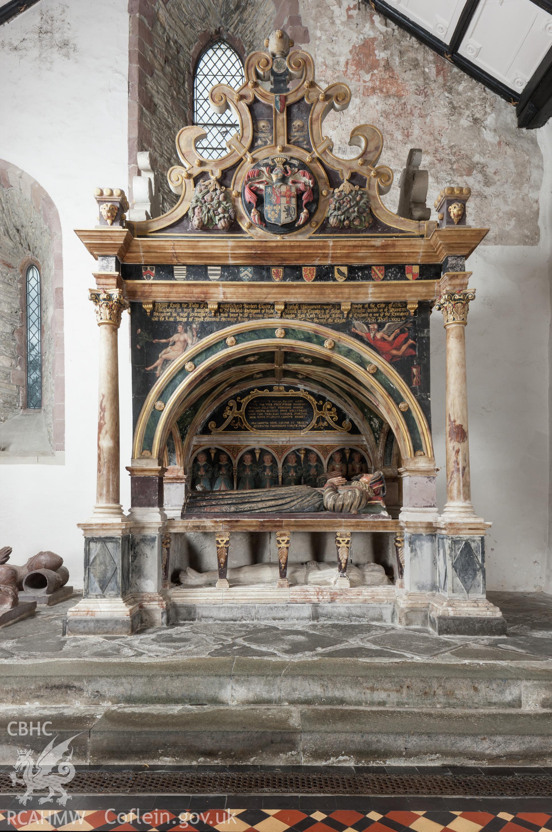 The large painted tomb of Richard Herbert, 1600, photographed by Iain Wright in 2012.