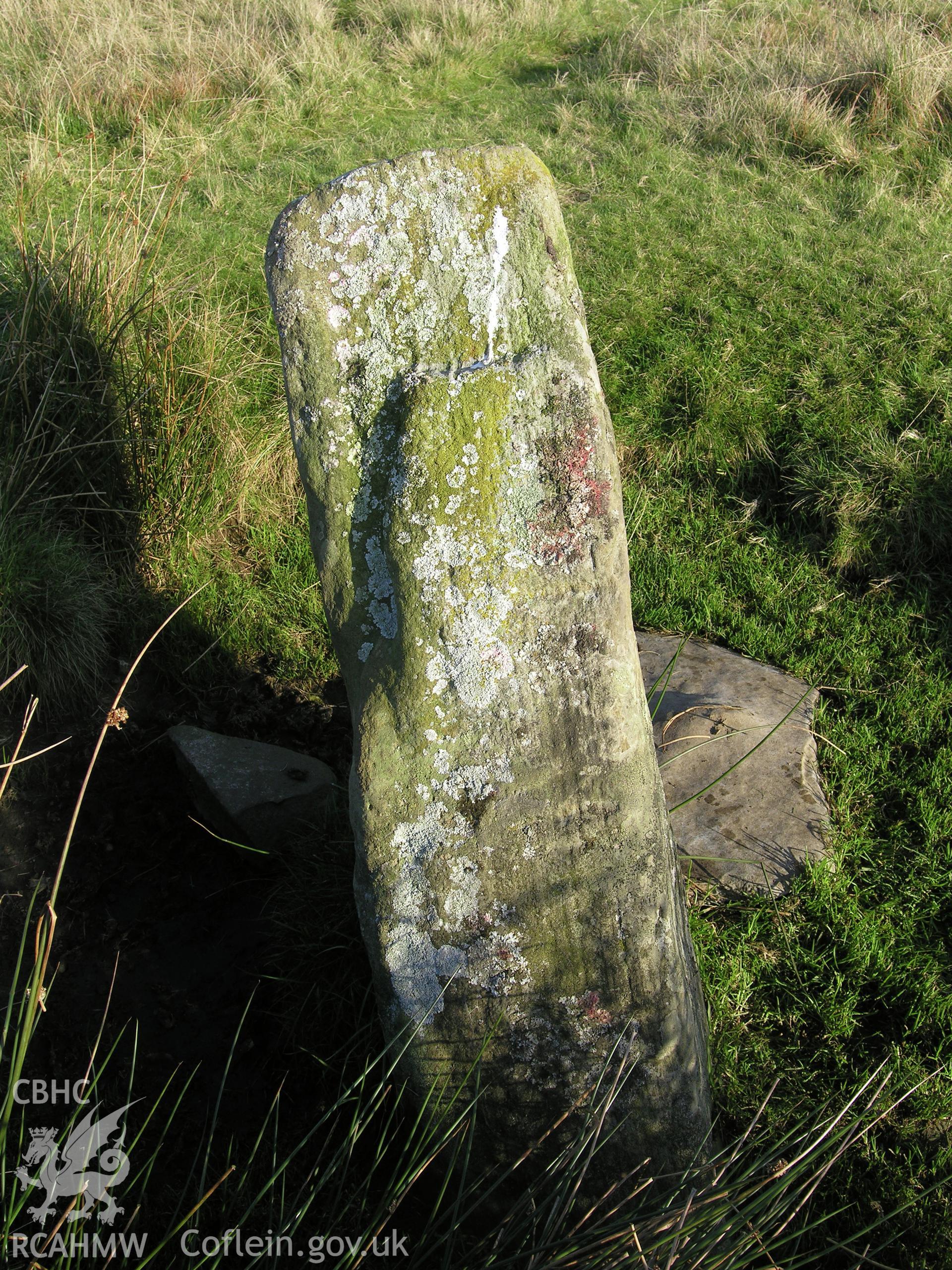 Digital colour photograph of Pontsticill Inscribed Stone taken on 24/10/2006 by R.A. Hayman during th Cefn yr Ystrad Upland Survey undertaken by Hayman and Horton.