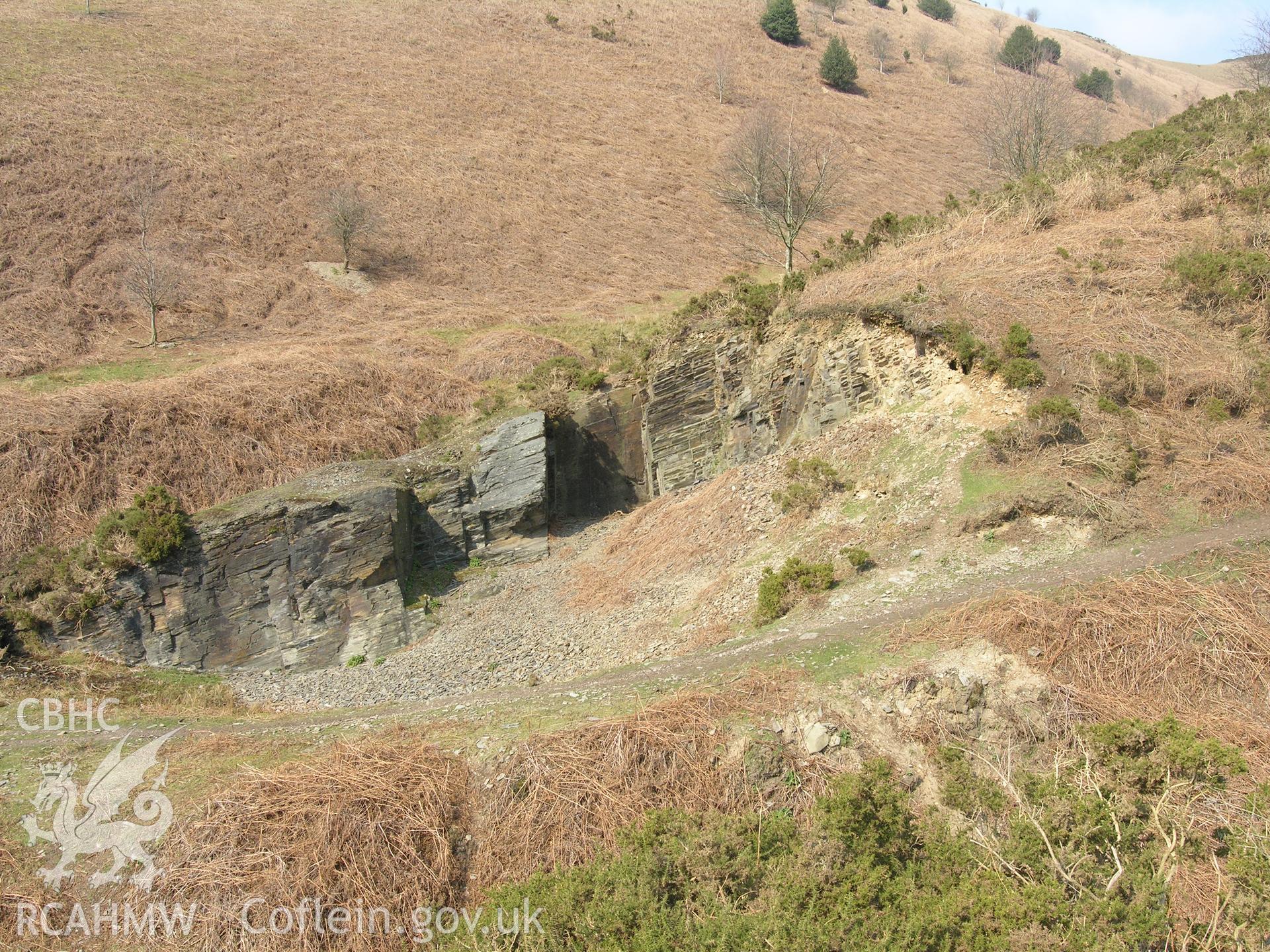 Digital colour photograph of Fron-Bellaf quarry III taken on 31/03/2007 by R. Hayman during the Clwydian Hills Upland Survey undertaken by Hayman and Horton.