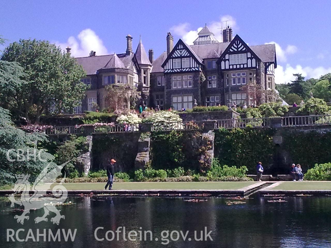 Western facade of Bodnant House from the Lilly Poin terrace.