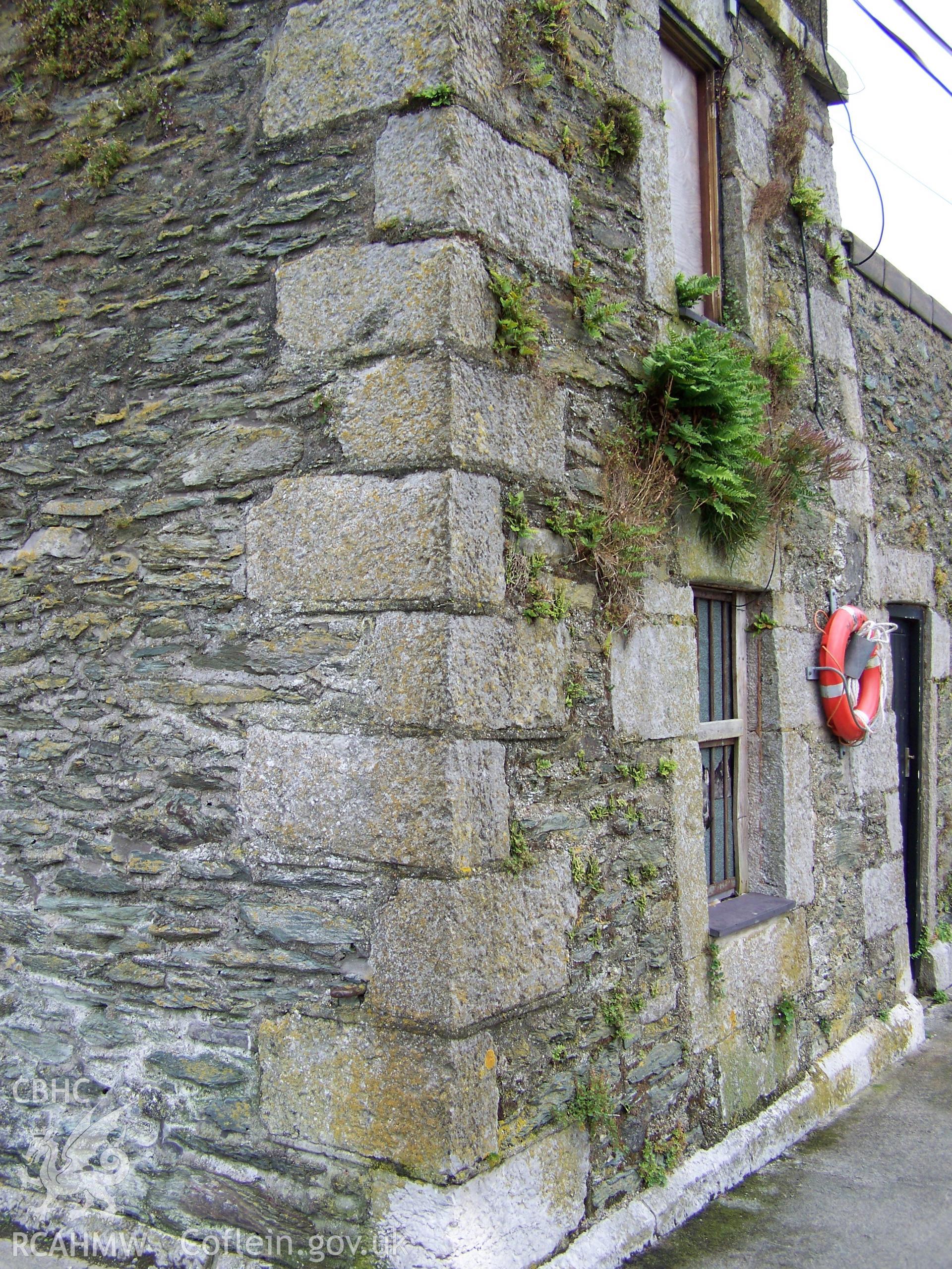 Detail showing quoins on the southwestern corner of the lighthouse.