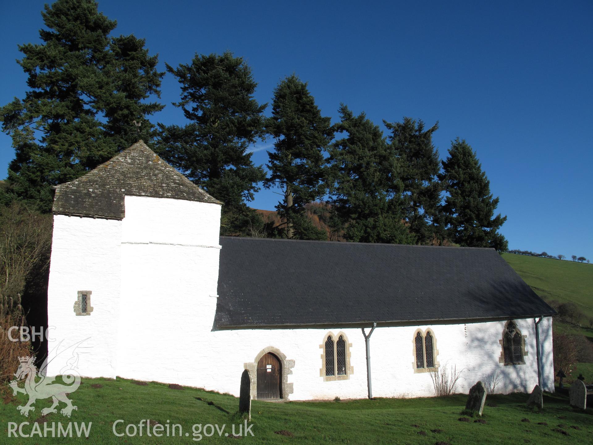 St Mary's Church, Pilleth, from the southwest, taken by Brian Malaws on 15 November 2010.