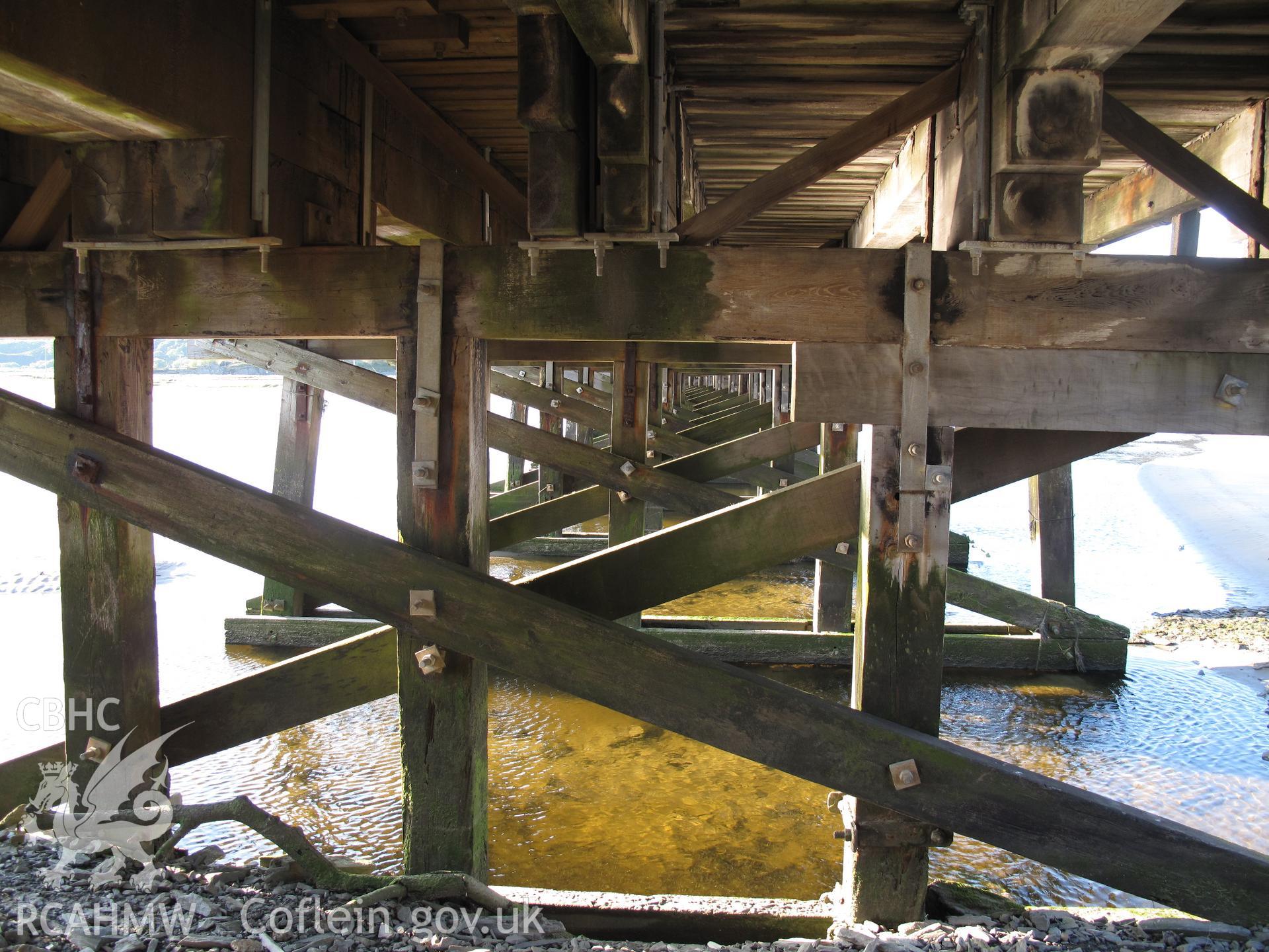 Detail view of the timber construction of Pont Briwet from the south.