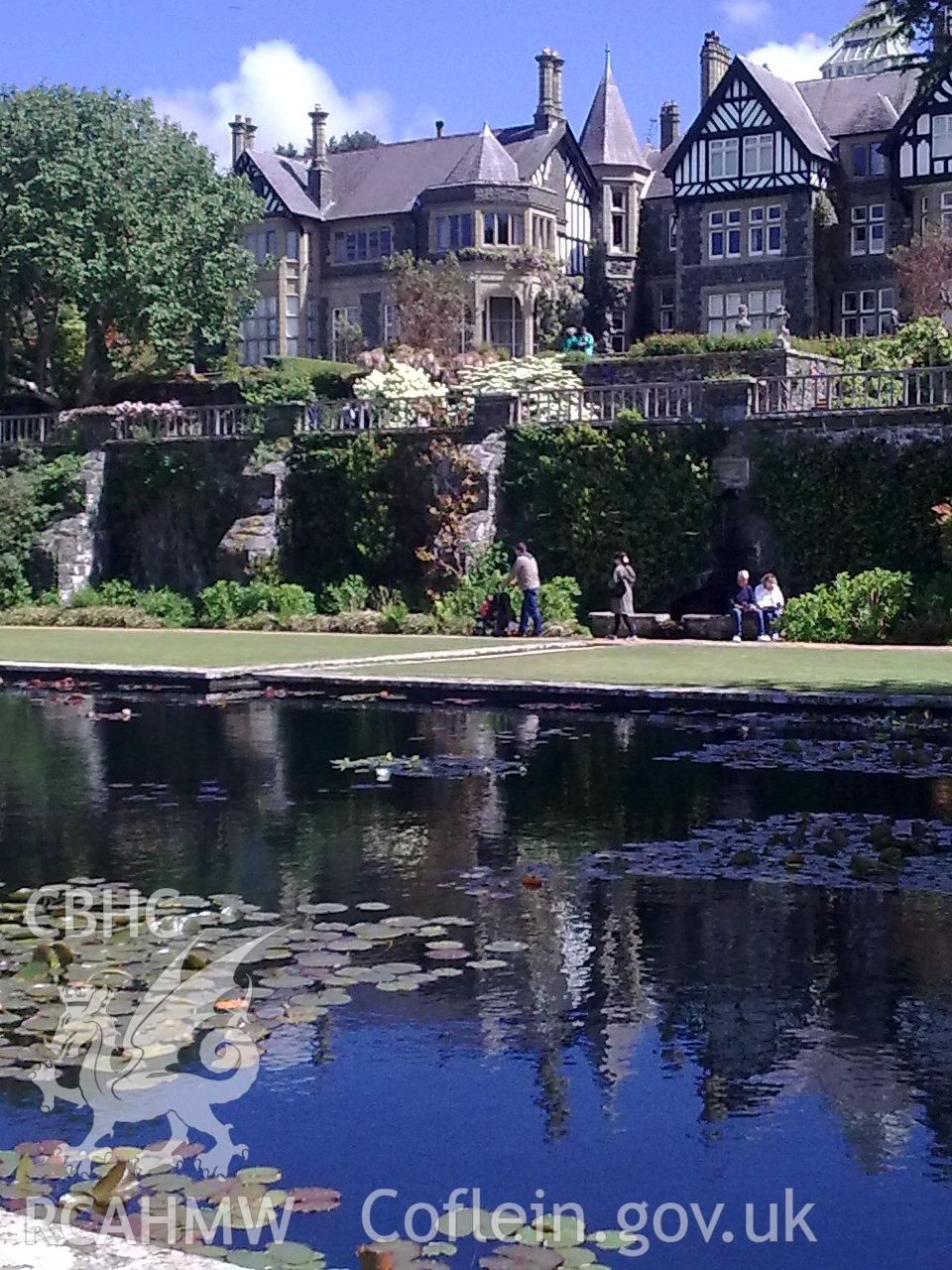 Western facade of Bodnant House from the Lily Pond terrace.