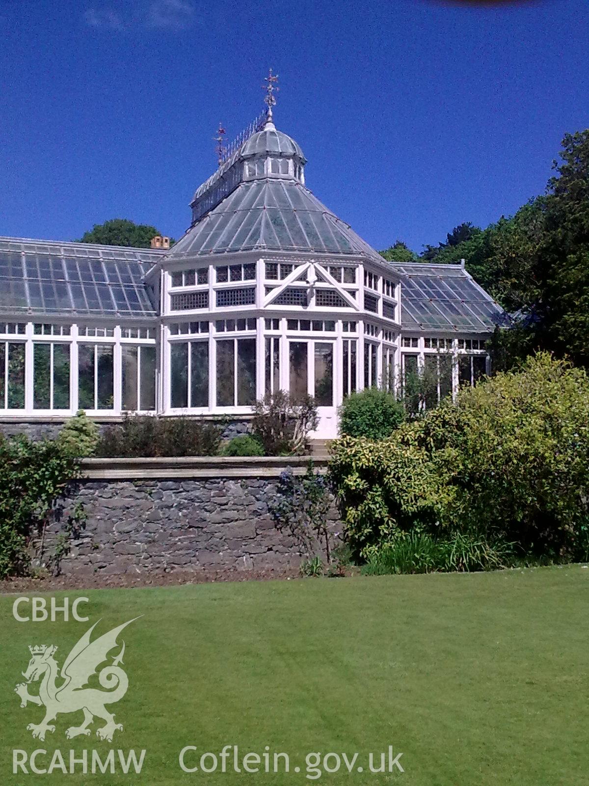 The conservatory attached to Bodnant House (southern side looking north).