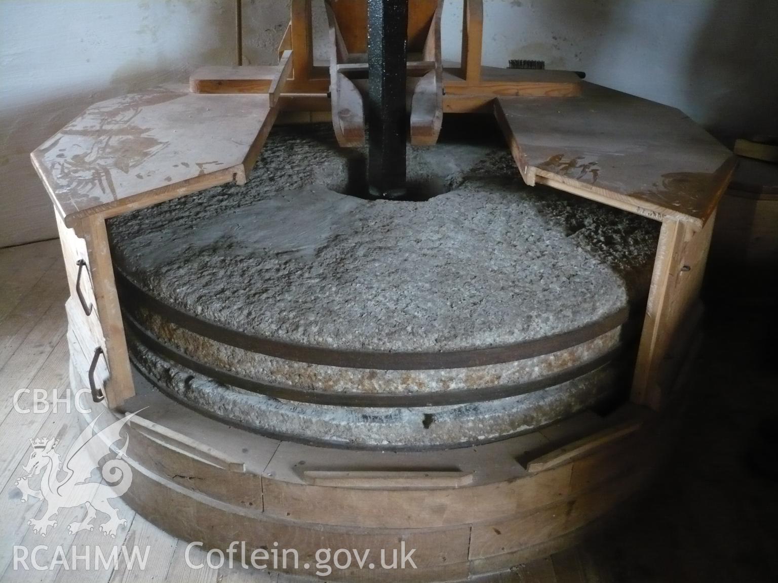 Pair of millstones, tun cutaway, in Melin Llynnon, taken by Brian Malaws on 26 April 2008.