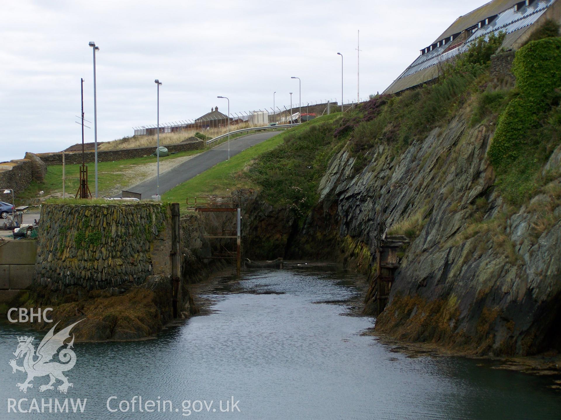 The dry dock viewed along its length from the west.