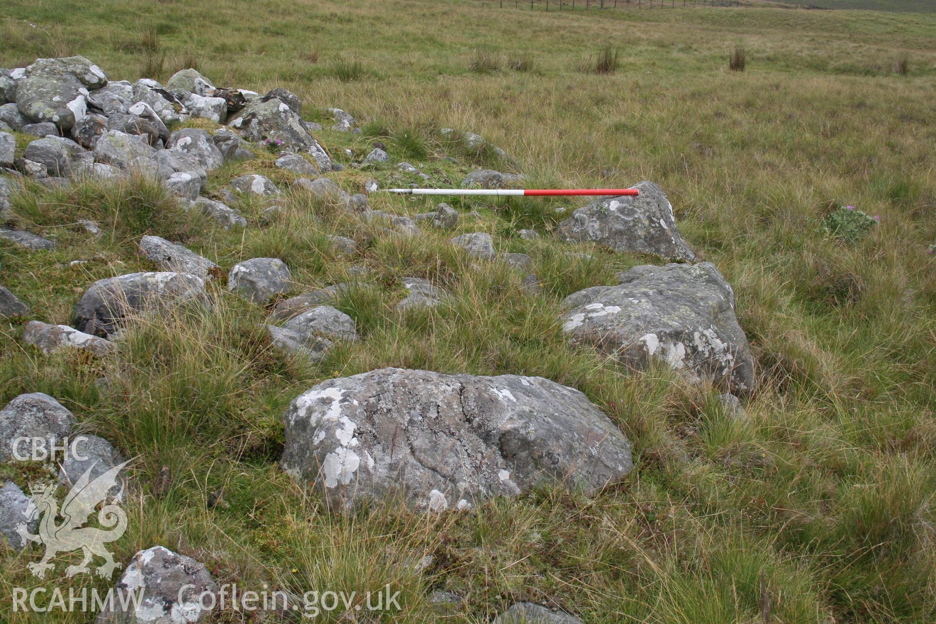 Close-up view of kerbing on the north edge; 1m scale.