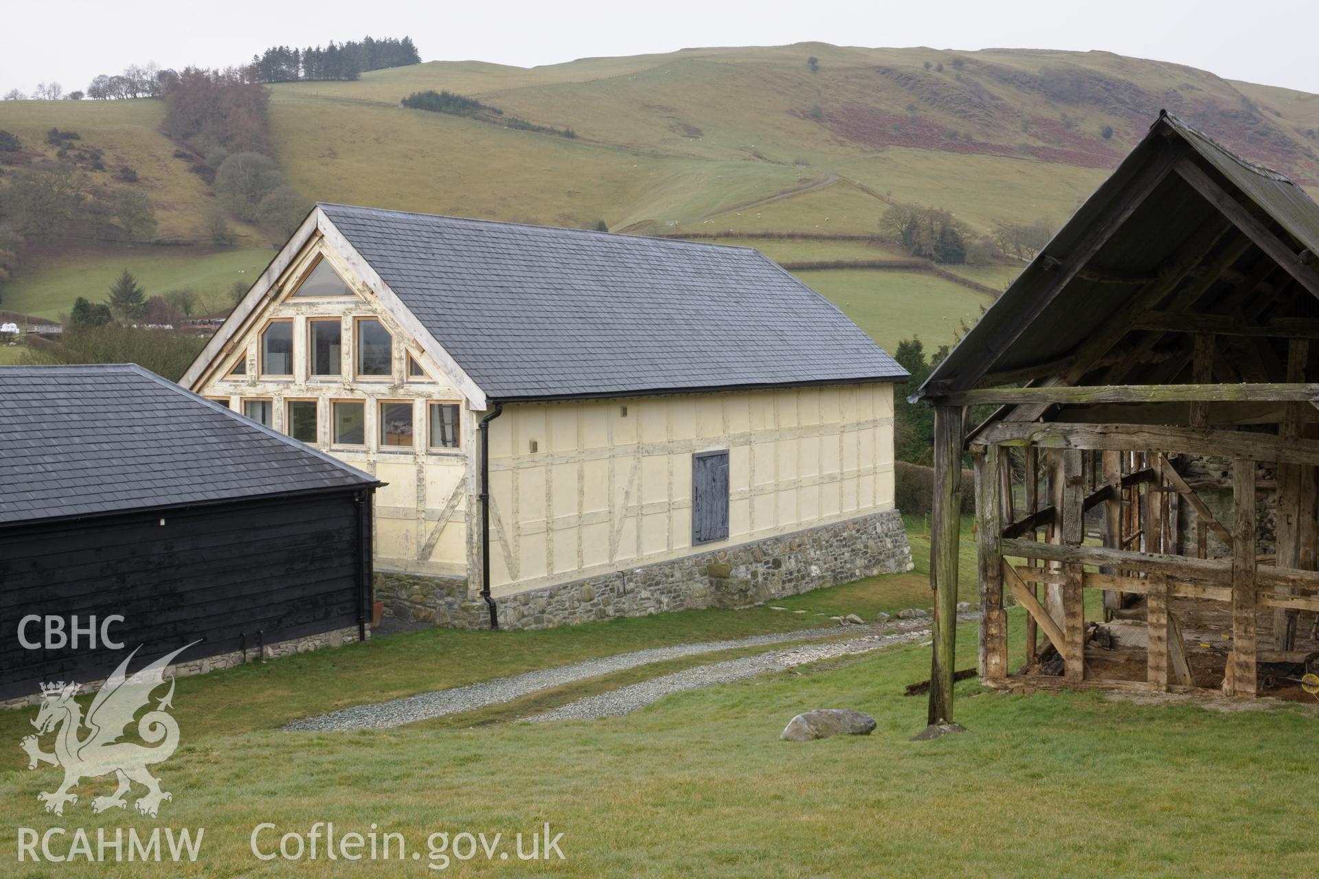 Hall house and old barn.