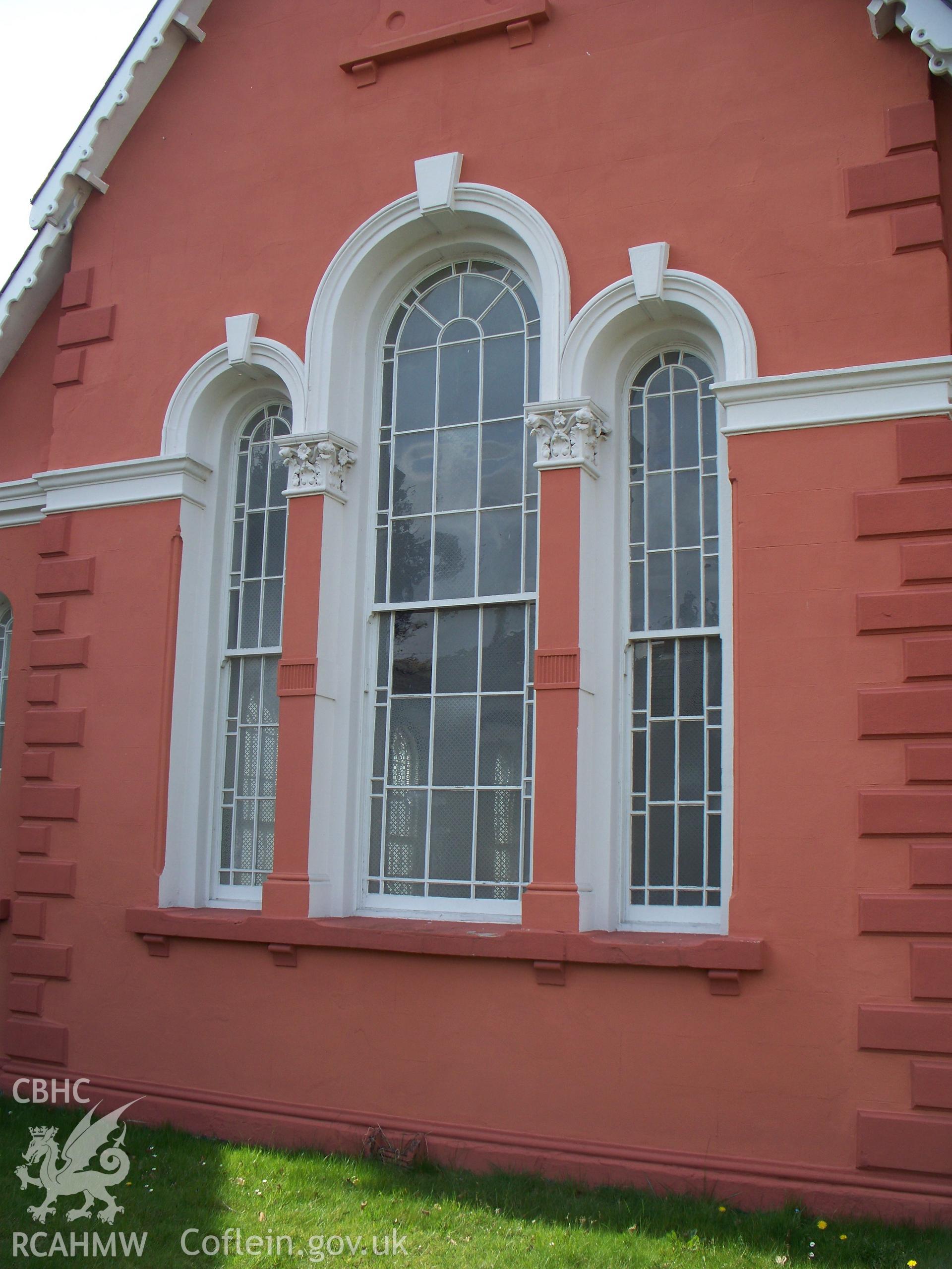 Detail of windows on gable front.