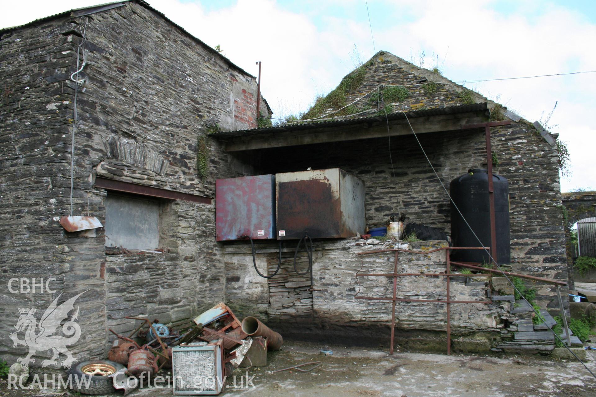 Cow-house exterior, at south end with west end of stable.