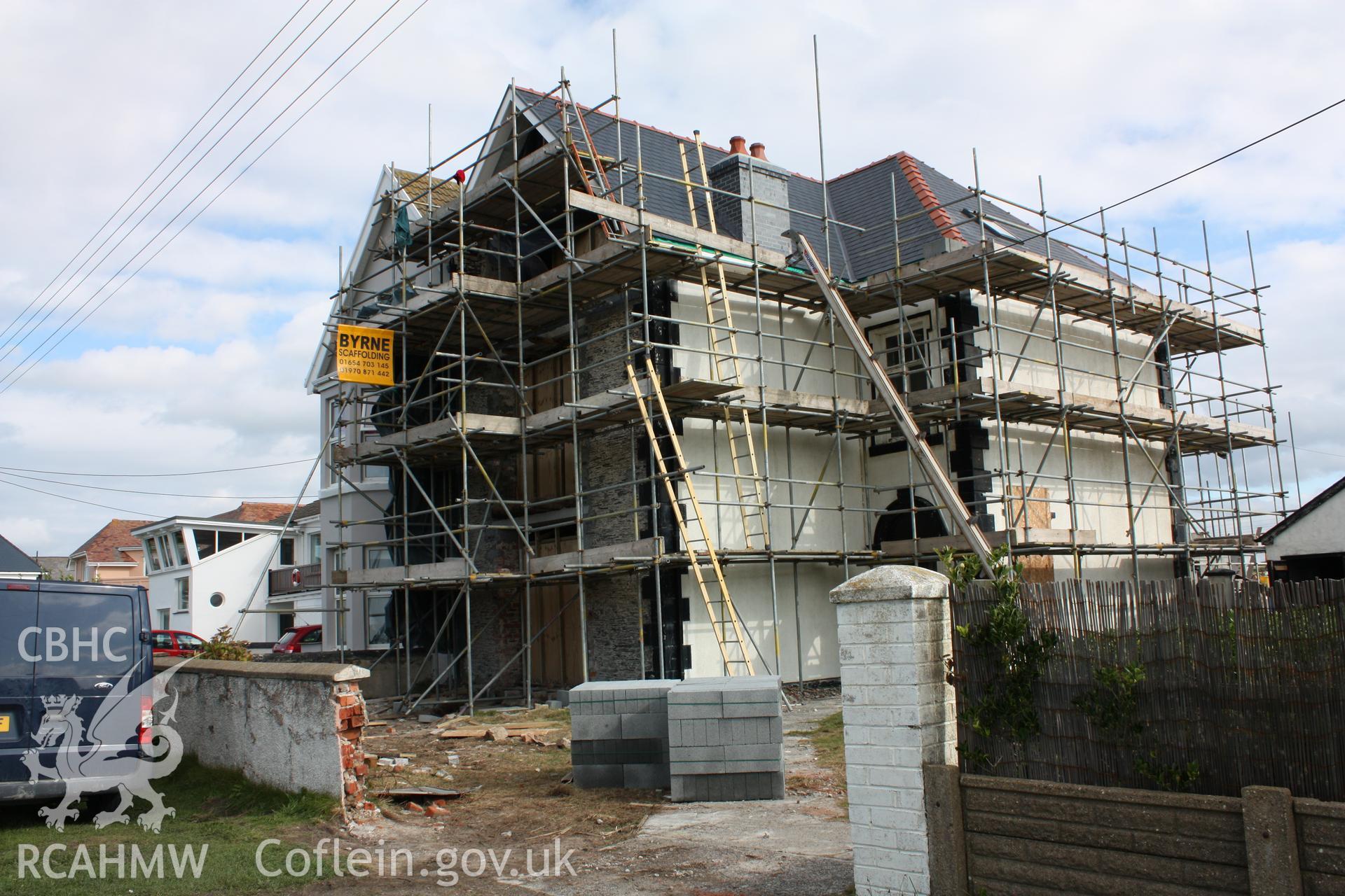 Front and southern elevation with house under substantial repair and refurbishment.