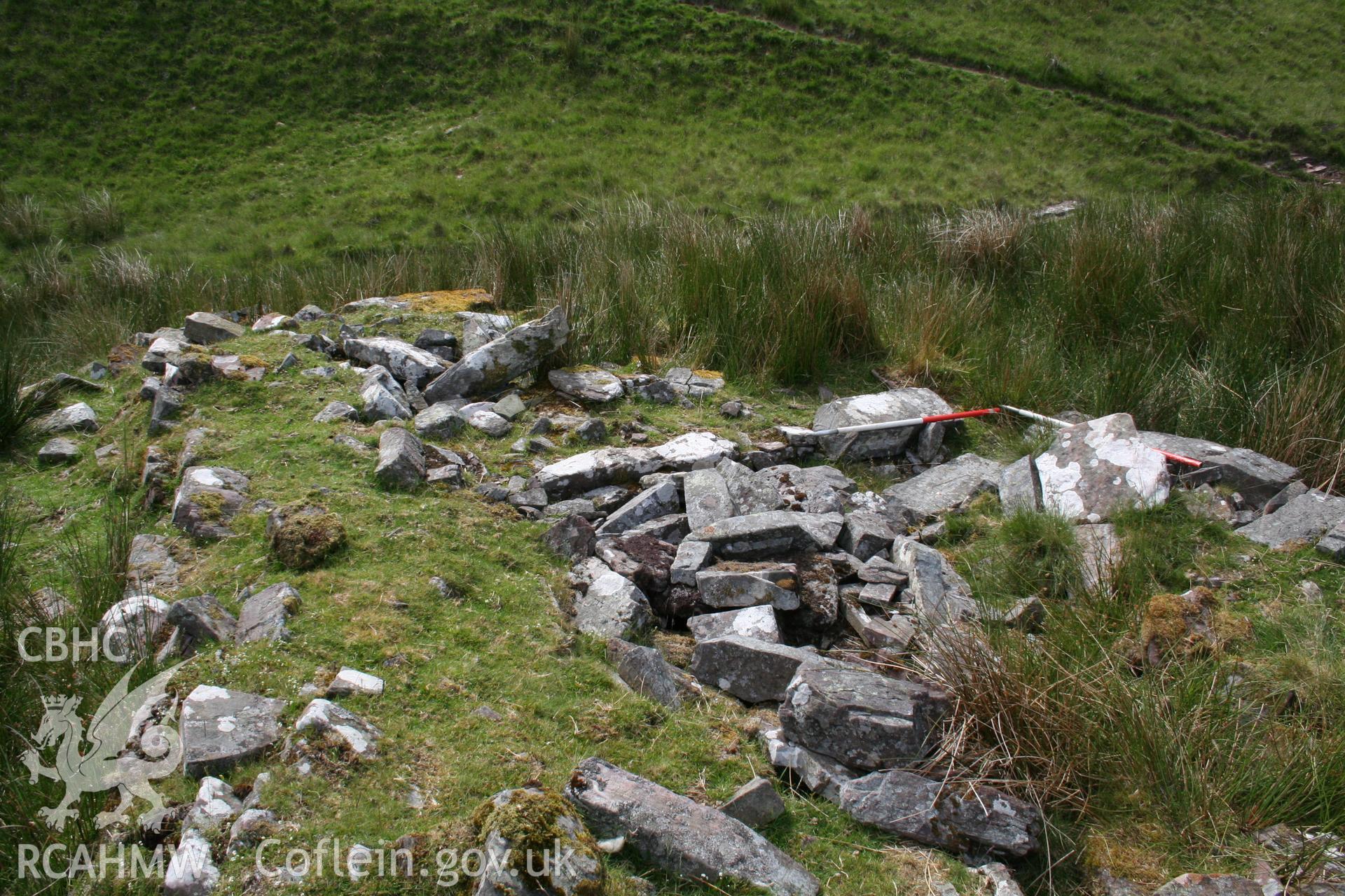 View of building foundations from south-east corner; 2x1m scales.