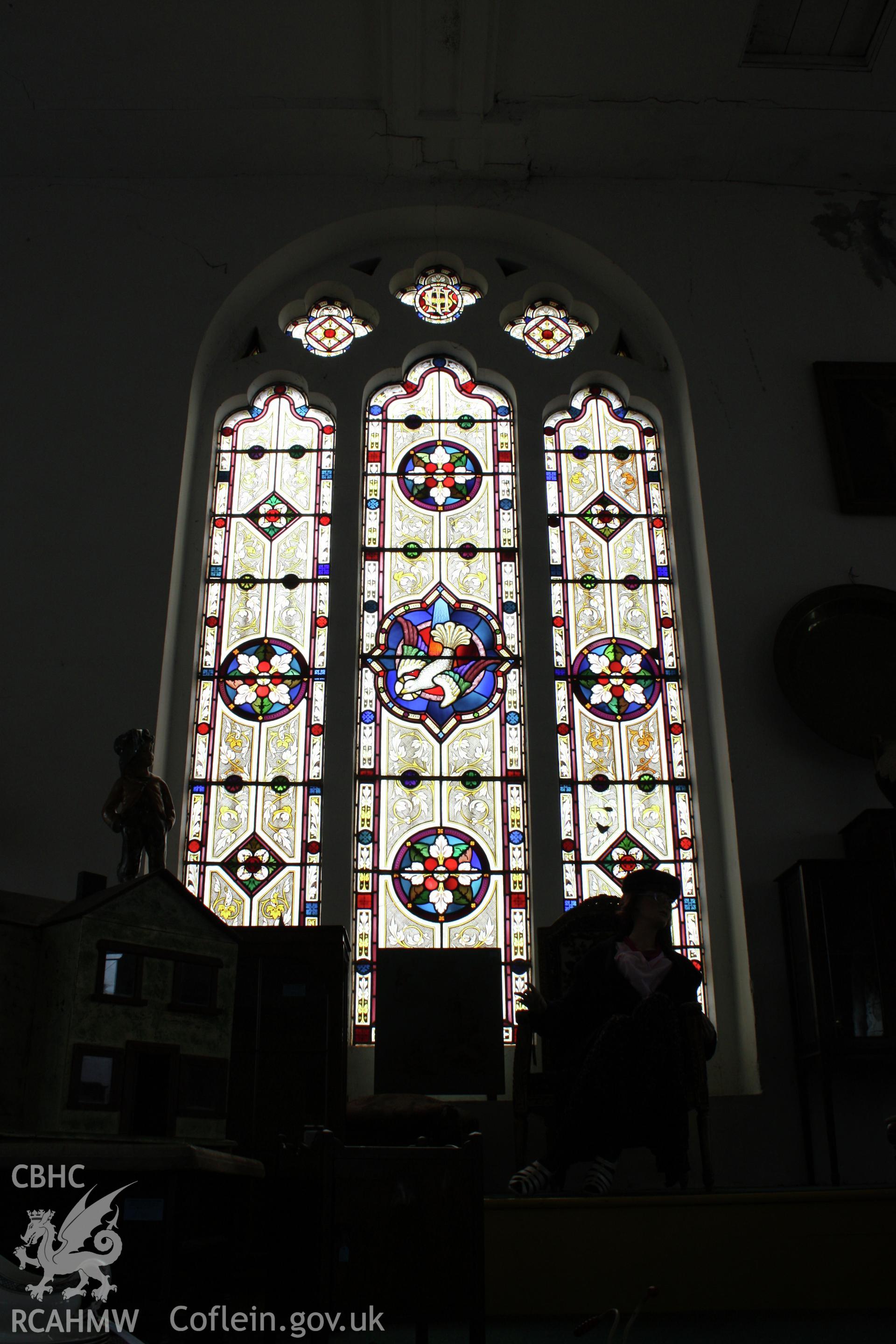 Pembroke Methodist Chapel, detail of east stained glass window.