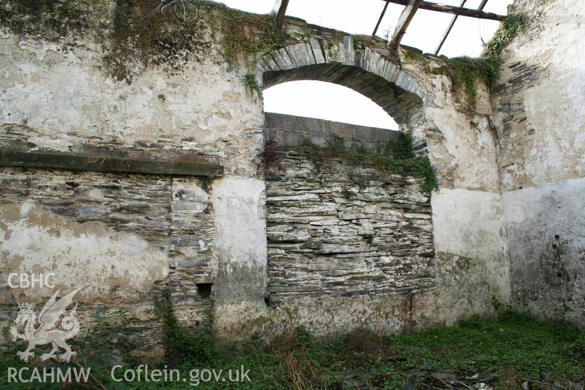 Barn interior, west wall, north end.