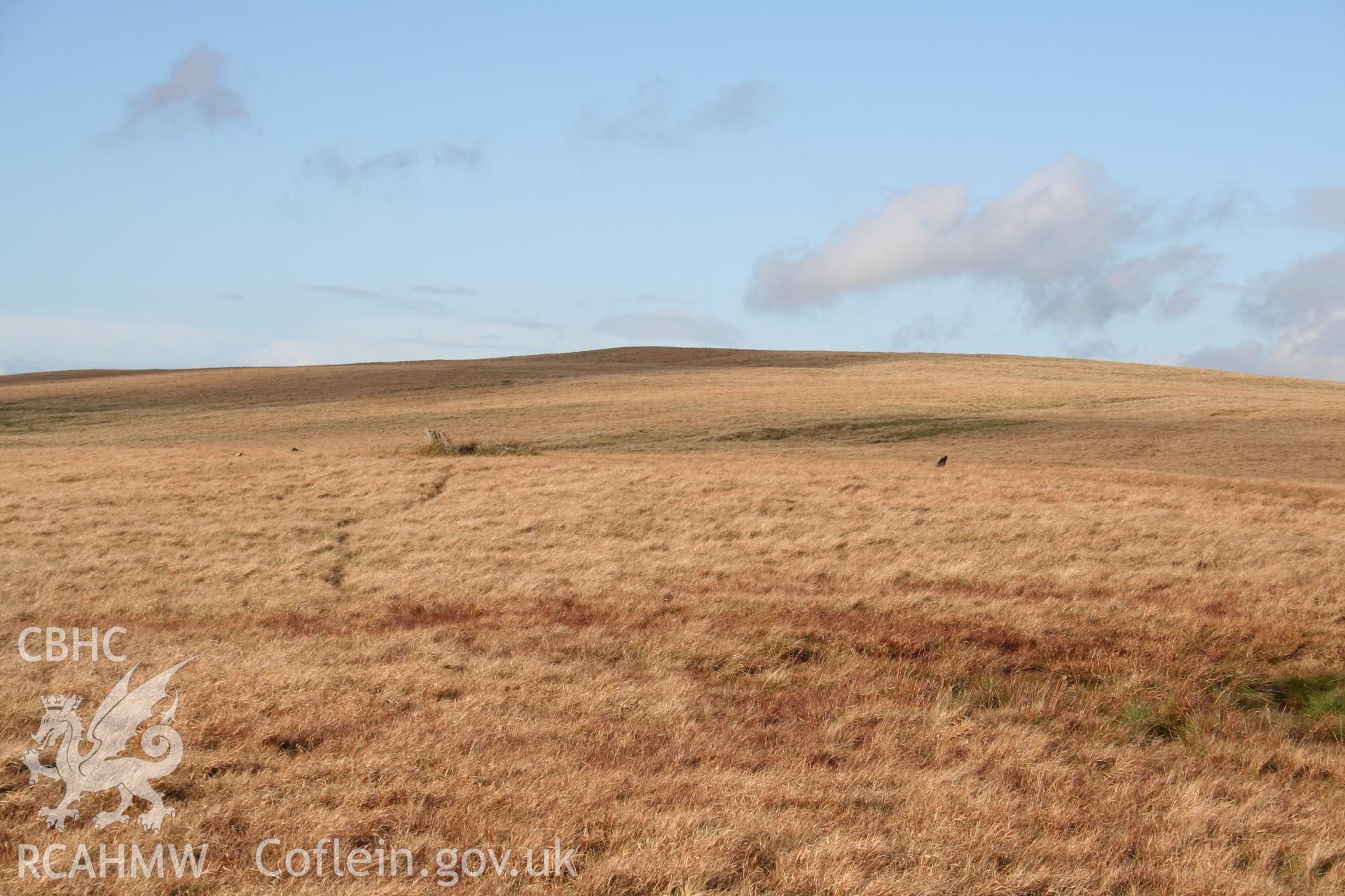 Stone circle, in centre of image, looking west.