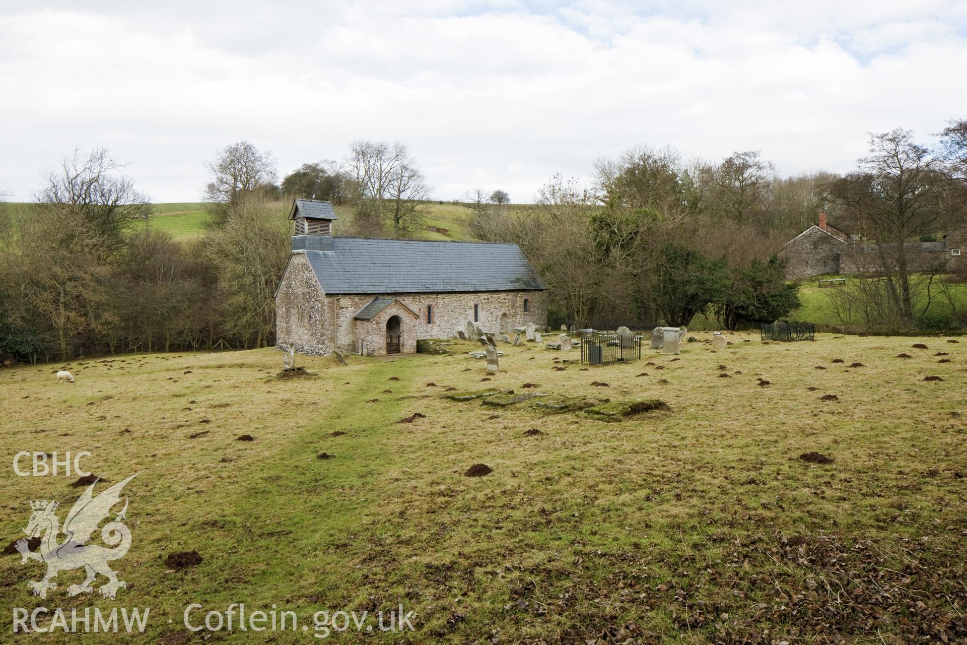 Exterior, distant view from the south.