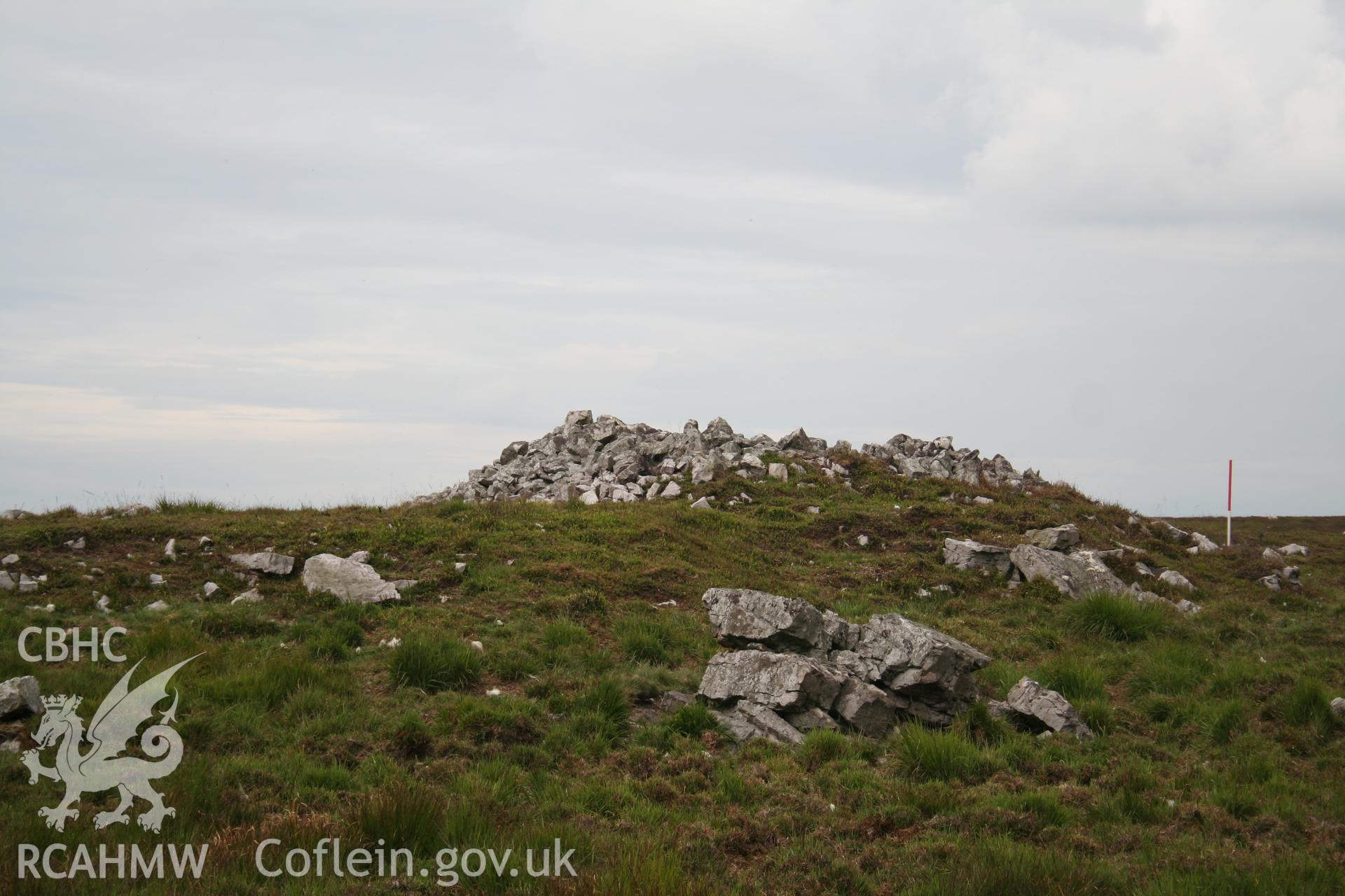 View of cairn from the south; 1m scale.