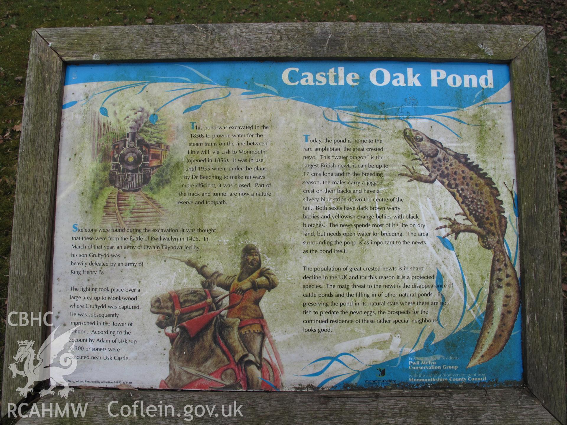 Information panel (with American? steam train) at Pwll Melyn, taken by Brian Malaws on 21 March 2011.