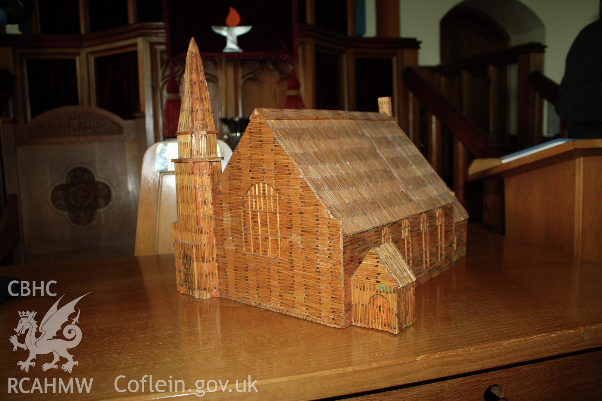 Brondeifi Unitarian Chapel, detail of matchstick model.