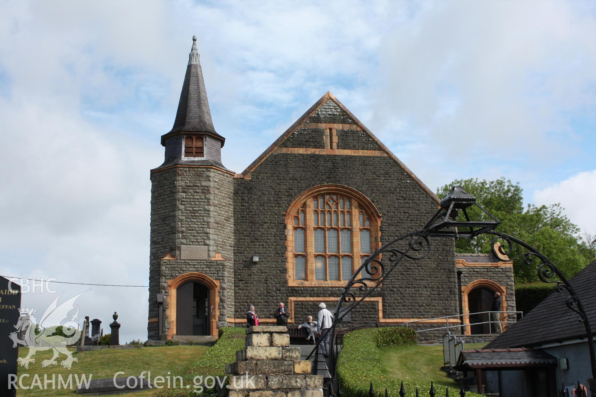 Brondeifi Unitarian Chapel, exterior view of facade from the south.