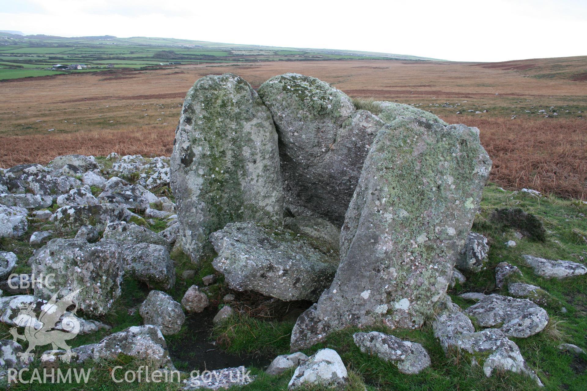 Close-up view of burial chamber.