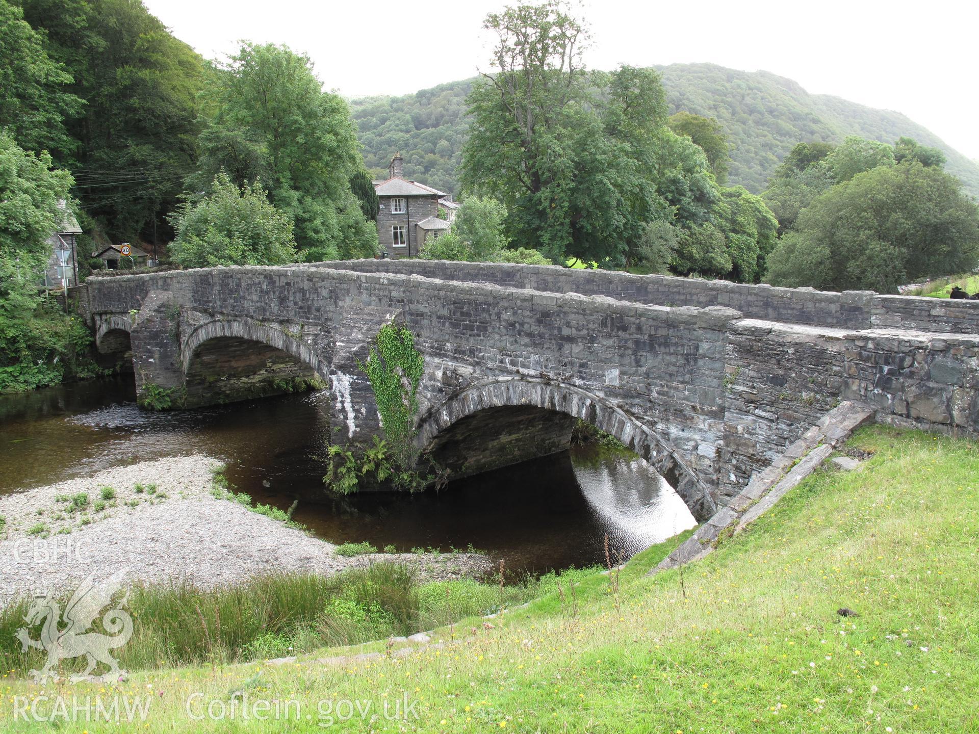 View of Maentwrog Bridge from the north, taken by Brian Malaws on 05 August 2009.