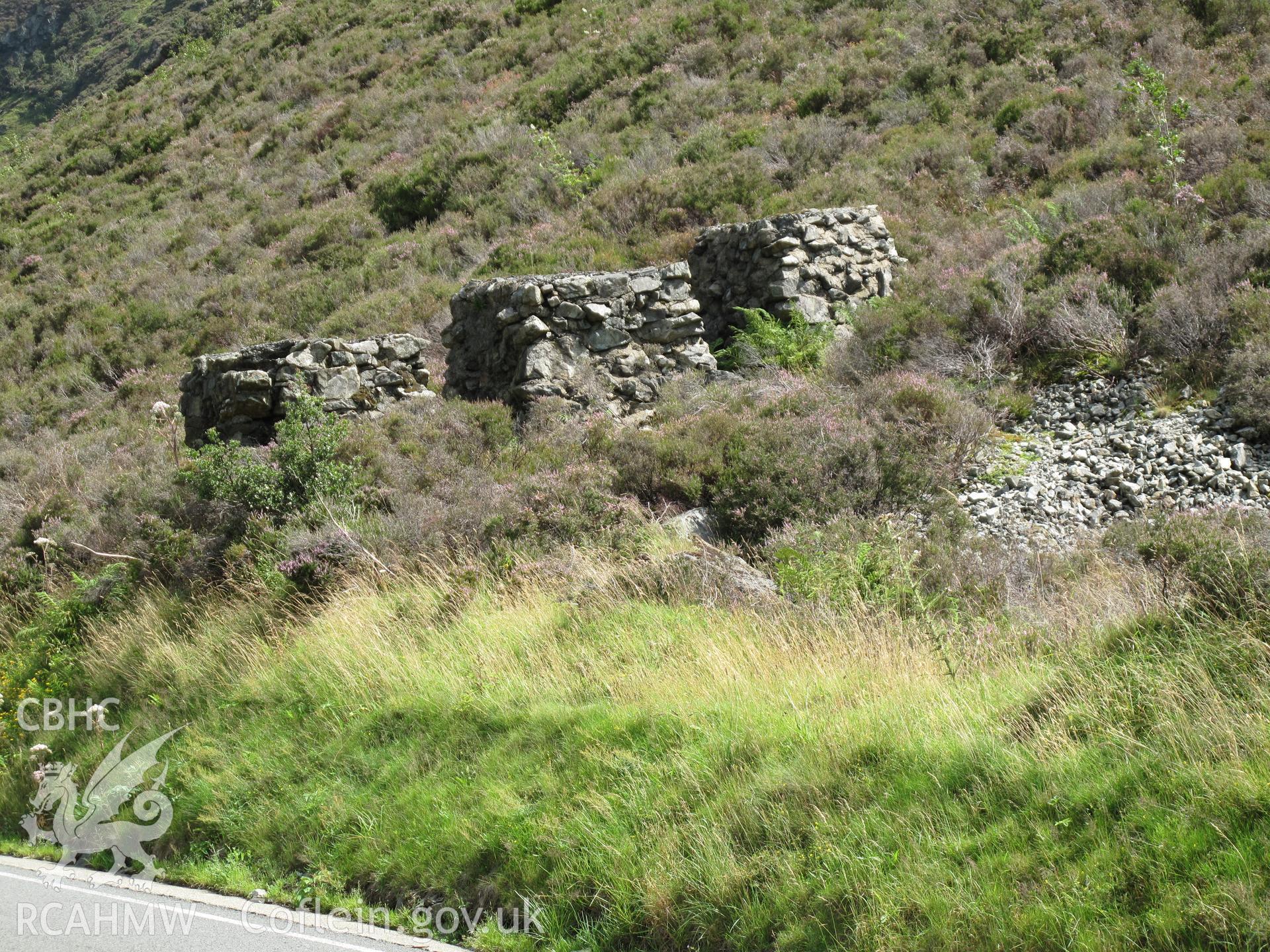 View of anti-tank blocks, Bwlch Llyn Bach, from the west, taken by Brian Malaws on 05 August 2009.