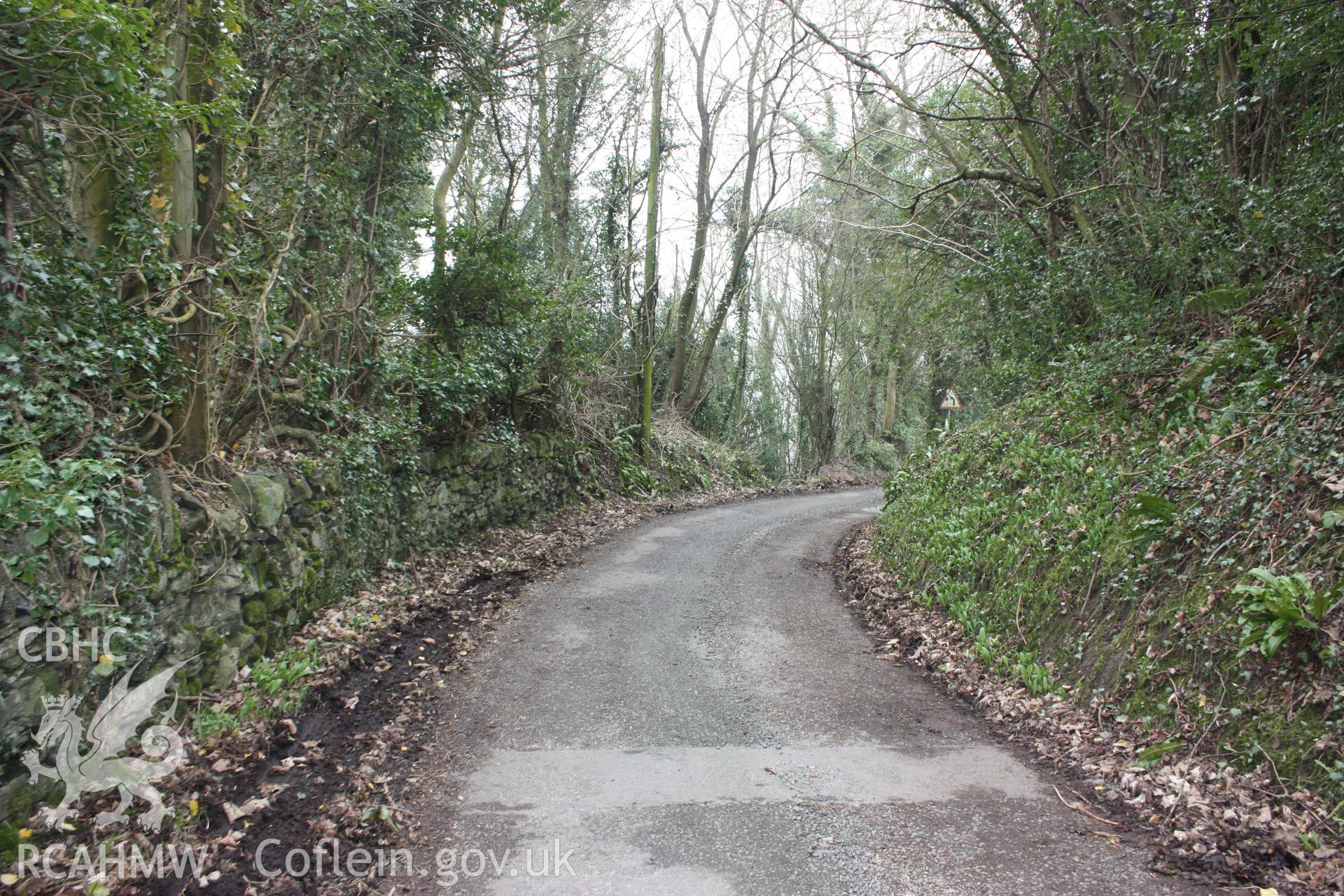 Road at Pen-y-graig, leading from former quarry offices into Froncysyllte village and ultimately to the Telford Road (modern A5).