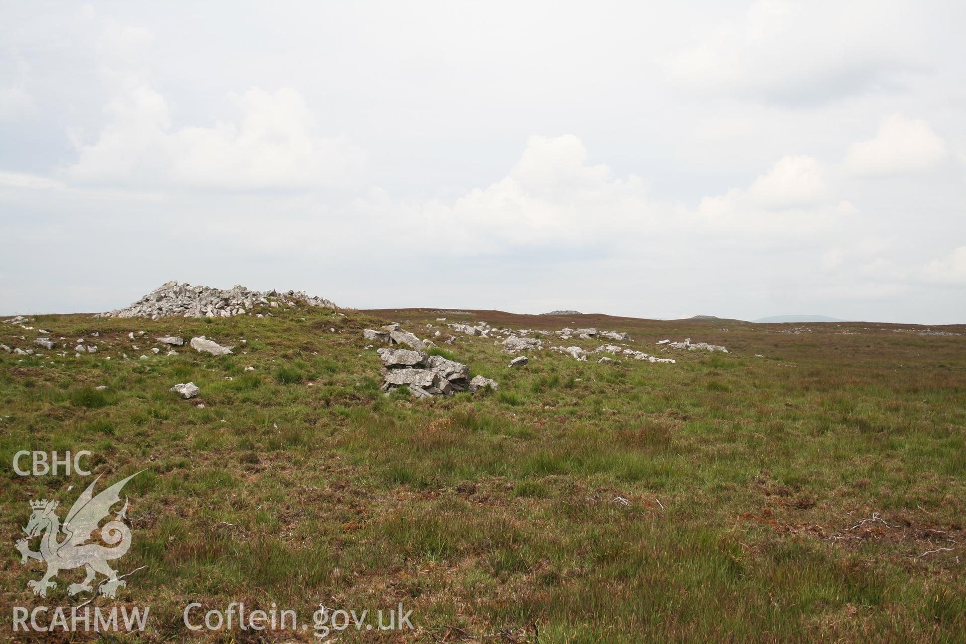 View of part of cemetery looking north-west from cairn 84503; cairns 84501 & 84499 in background.