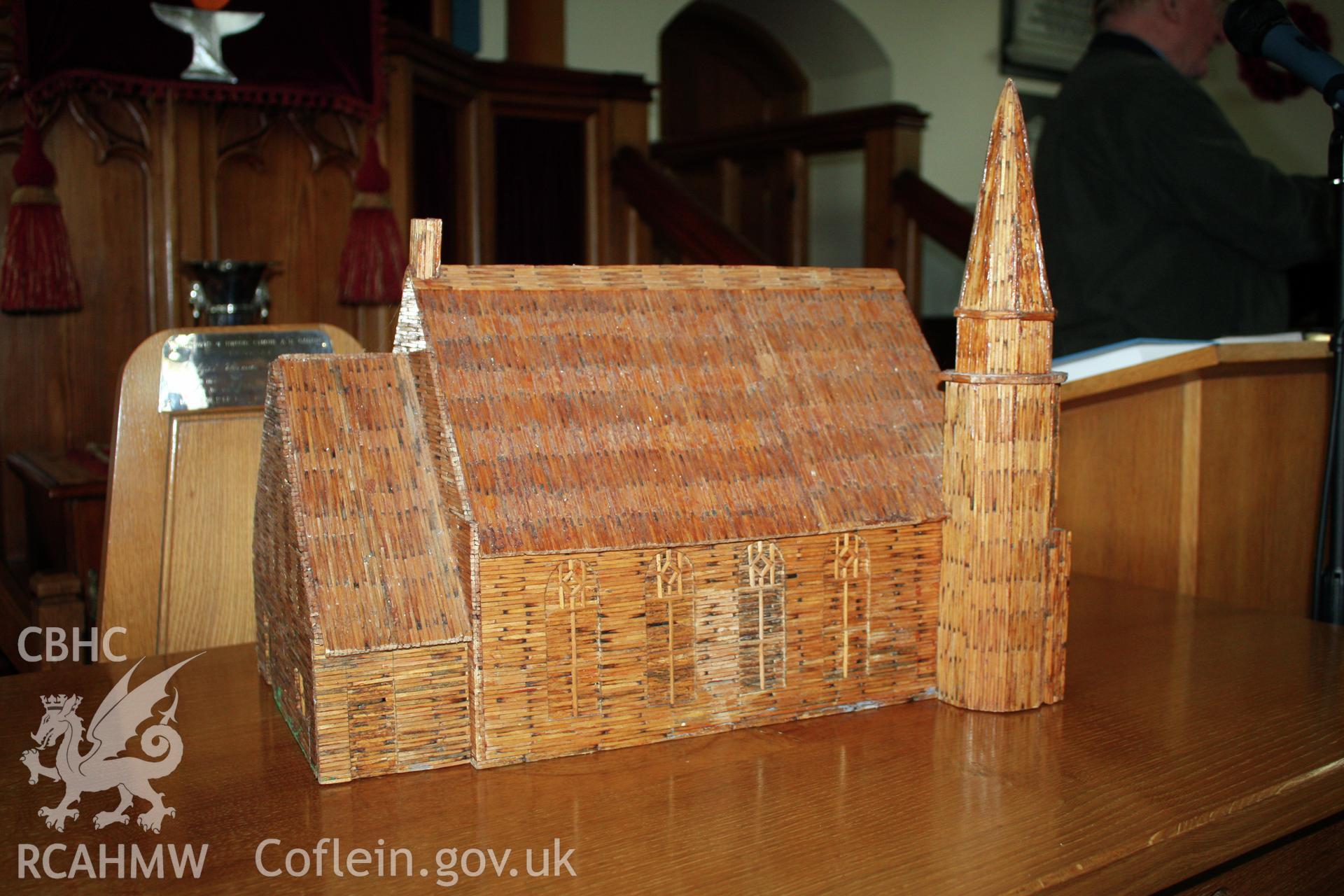 Brondeifi Unitarian Chapel, detail of matchstick model.