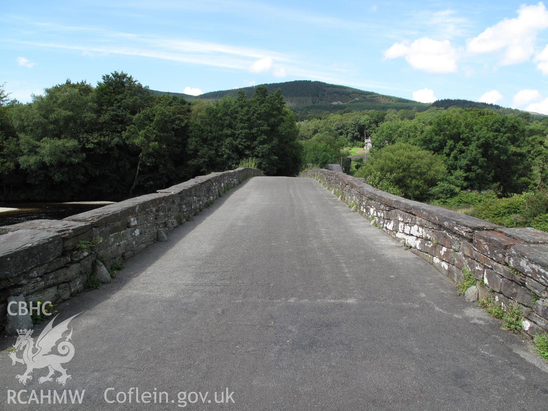 View of Llanelltyd Bridge roadway from the southeast, taken by Brian Malaws on 05 August 2009.