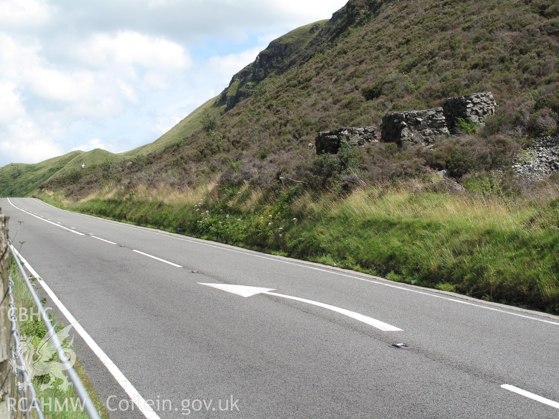 View of anti-tank blocks, Bwlch Llyn Bach, from the west, taken by Brian Malaws on 05 August 2009.