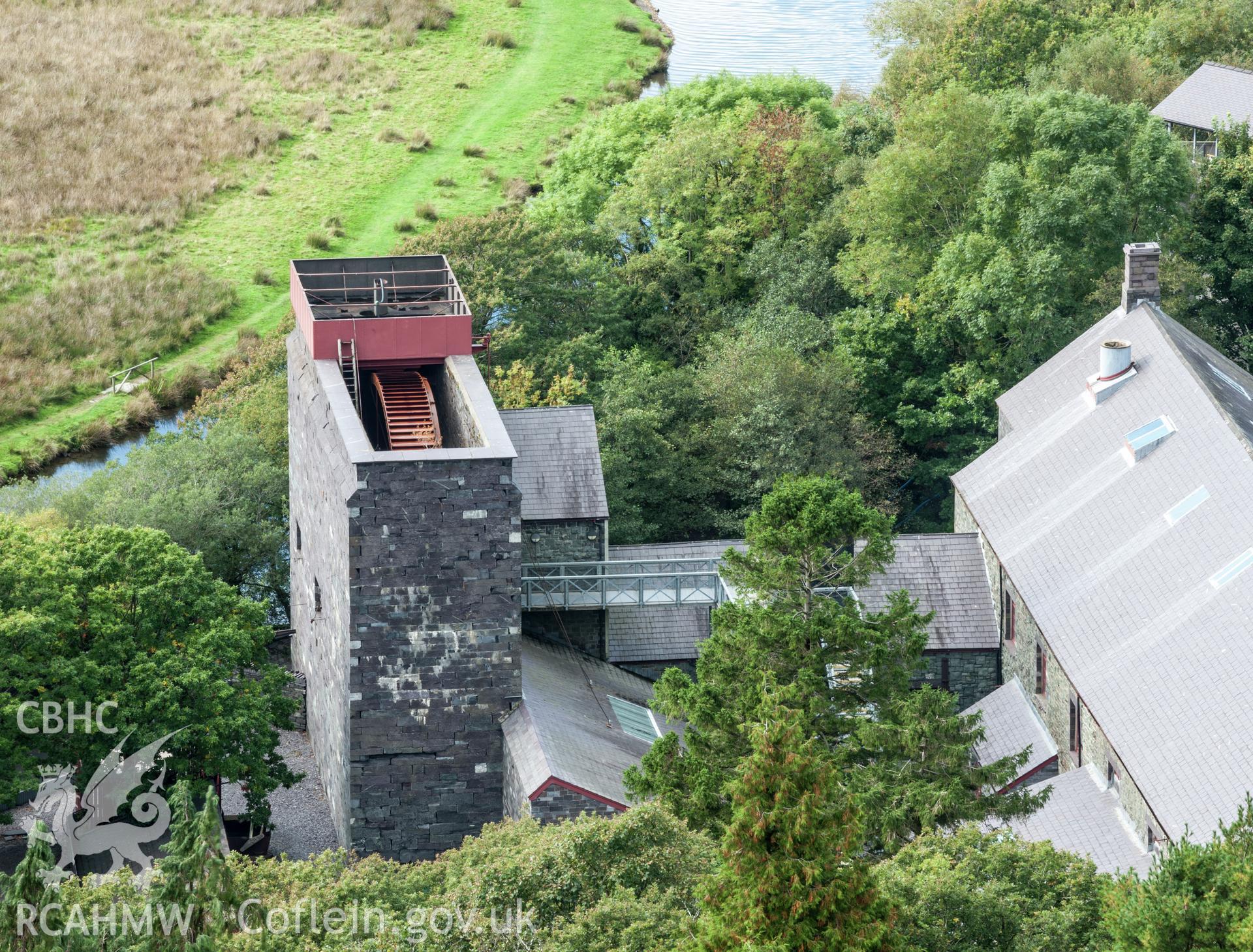 Waterwheel viewed from the slate tips to the east