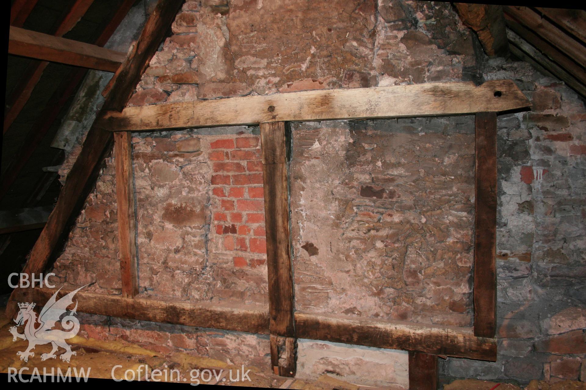 One of two trusses remaining from the earliest domestic roof in Wales, dated to c. 1250 AD