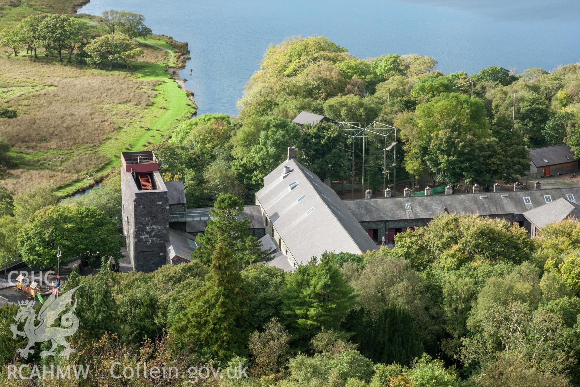 Waterwheel viewed from the slate tips to the east