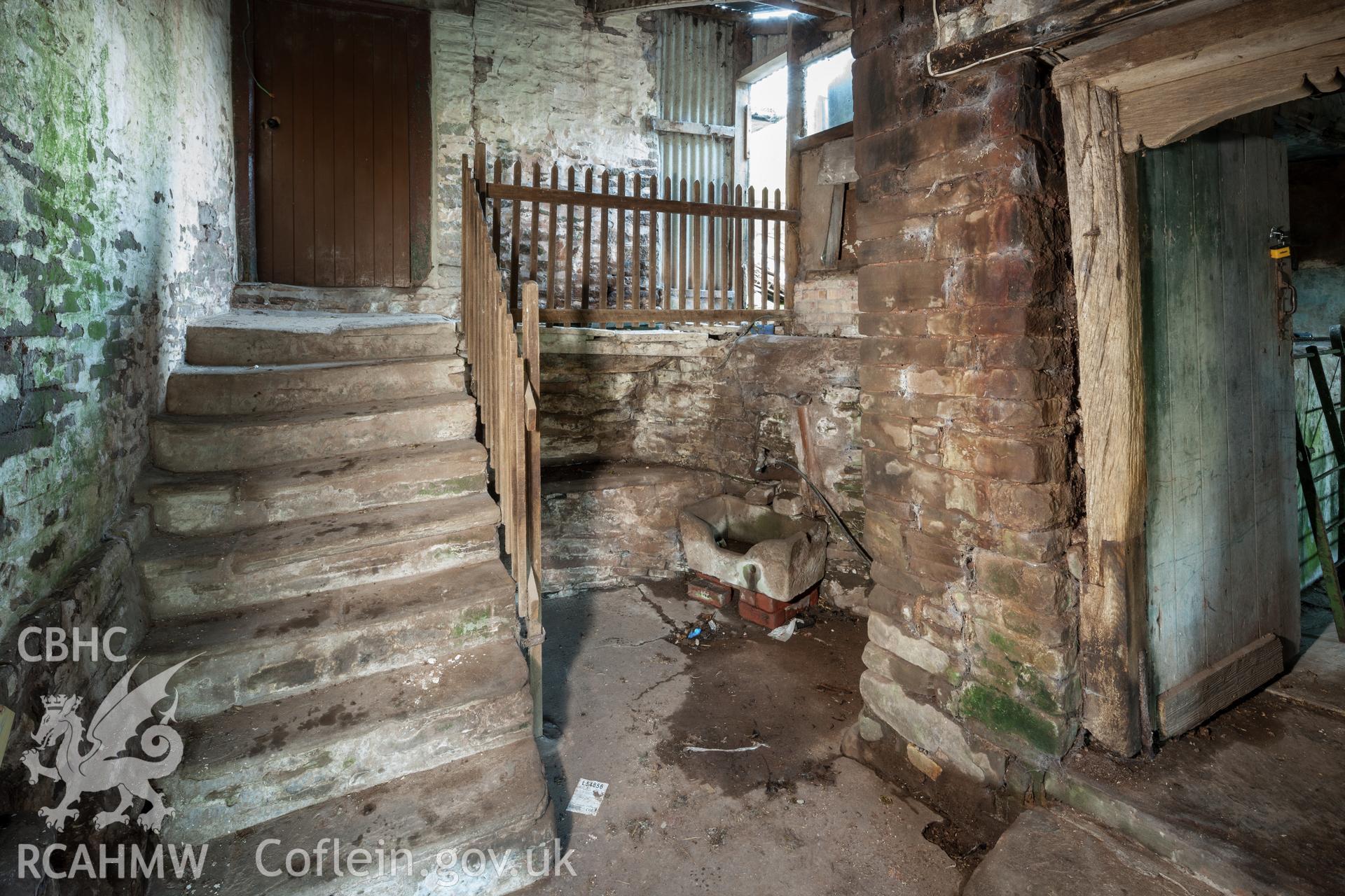 Sink and water spout in covered area