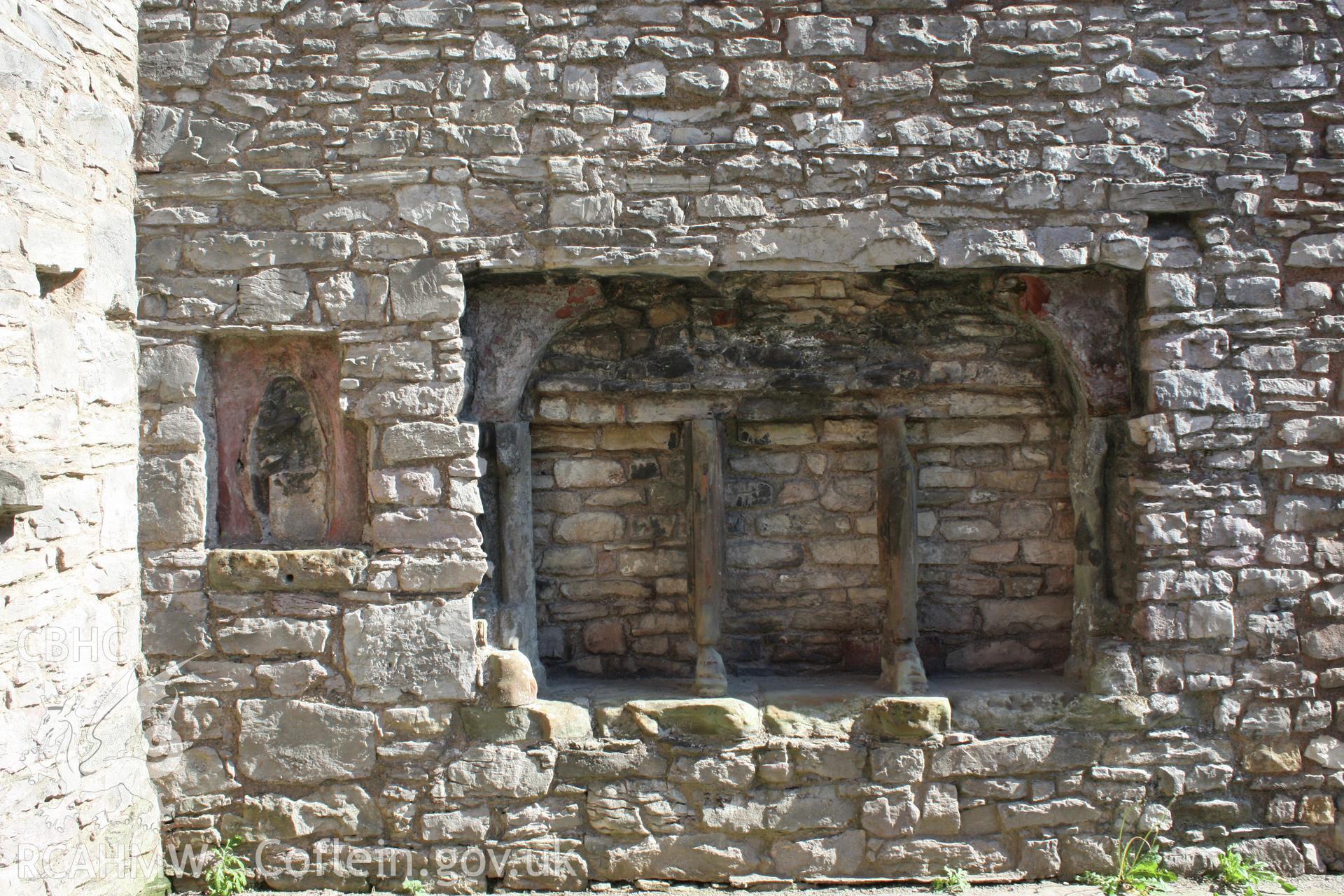 St Mary's Church, the Carmelite Friary, detail of piscina in south wall of chancel.