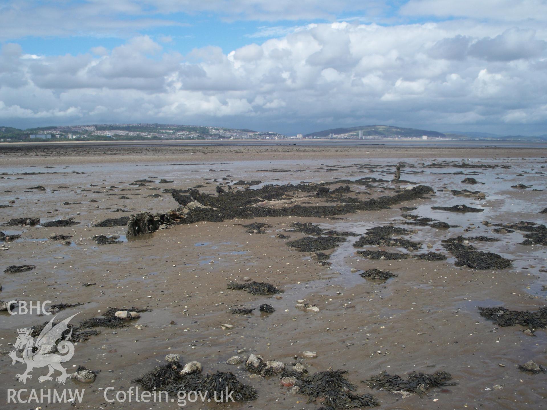 Wreck, looking east, bow towards stern from port quarter-fore.