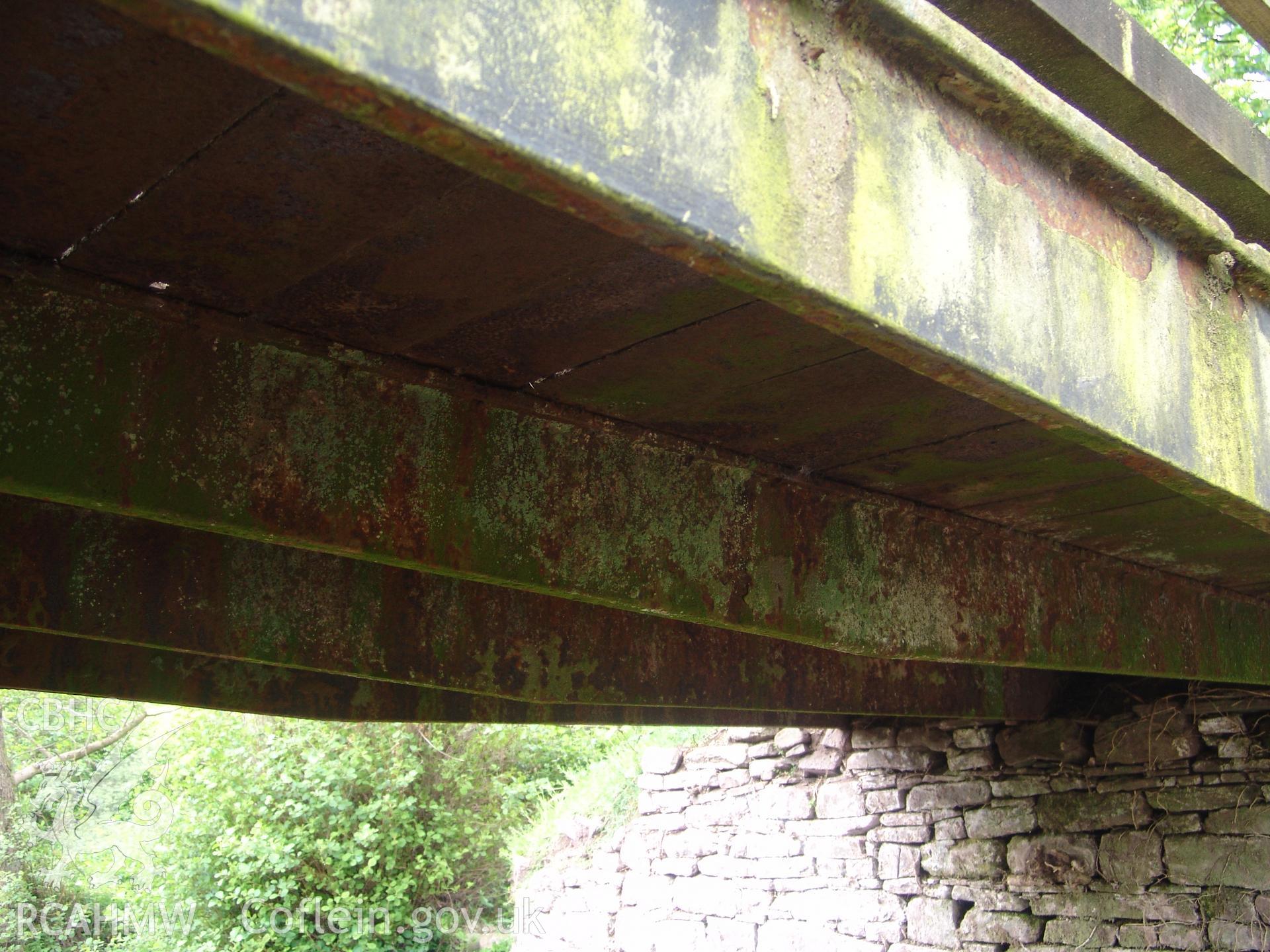 View of cast iron beams on stone abutments