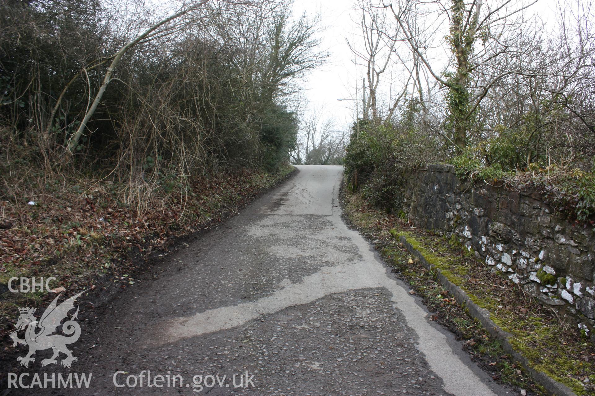 Road at Pen-y-graig, leading from former quarry offices into Froncysyllte village and ultimately to the Telford Road (modern A5).