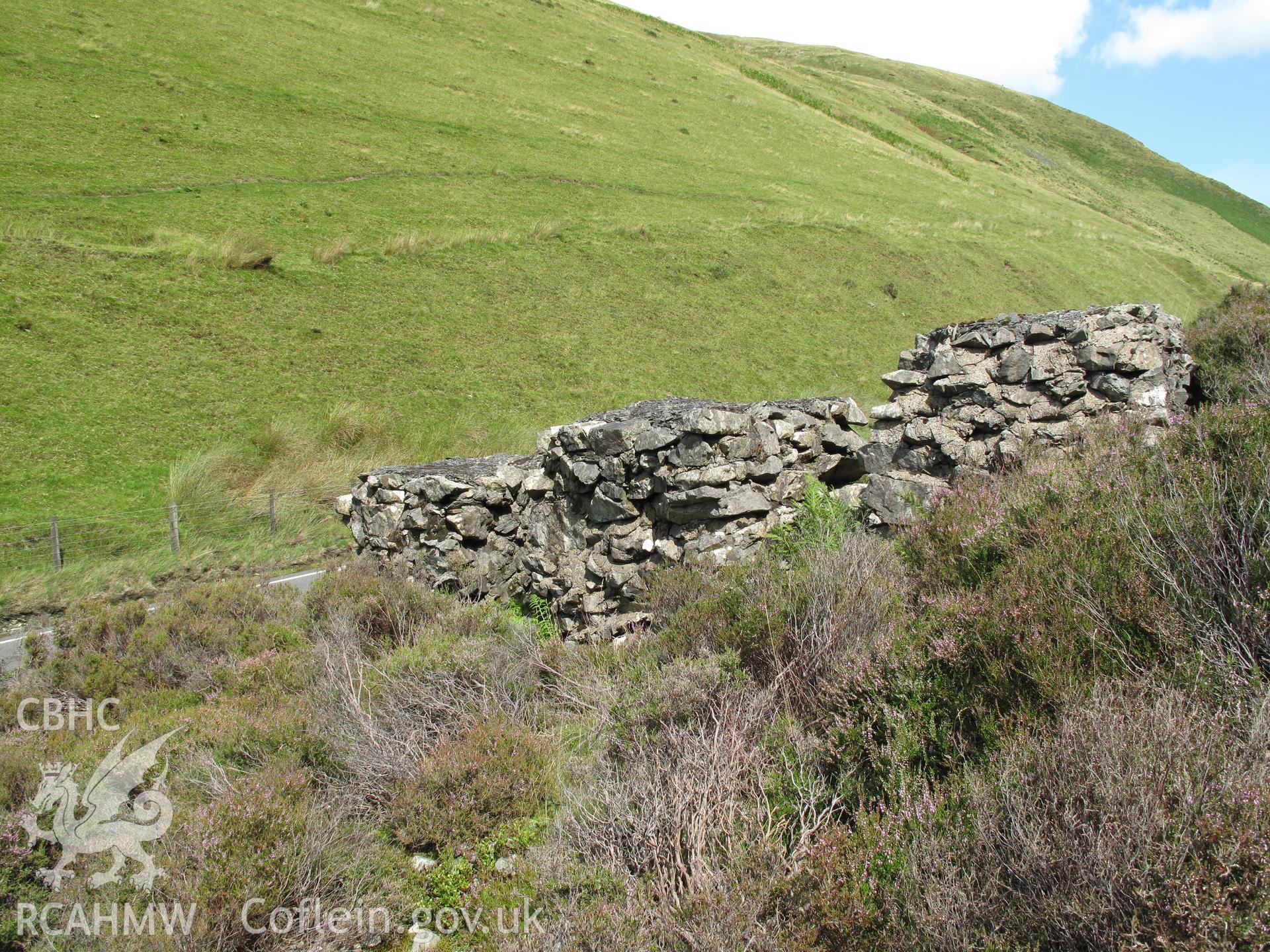 View of anti-tank blocks, Bwlch Llyn Bach, from the south, taken by Brian Malaws on 05 August 2009.